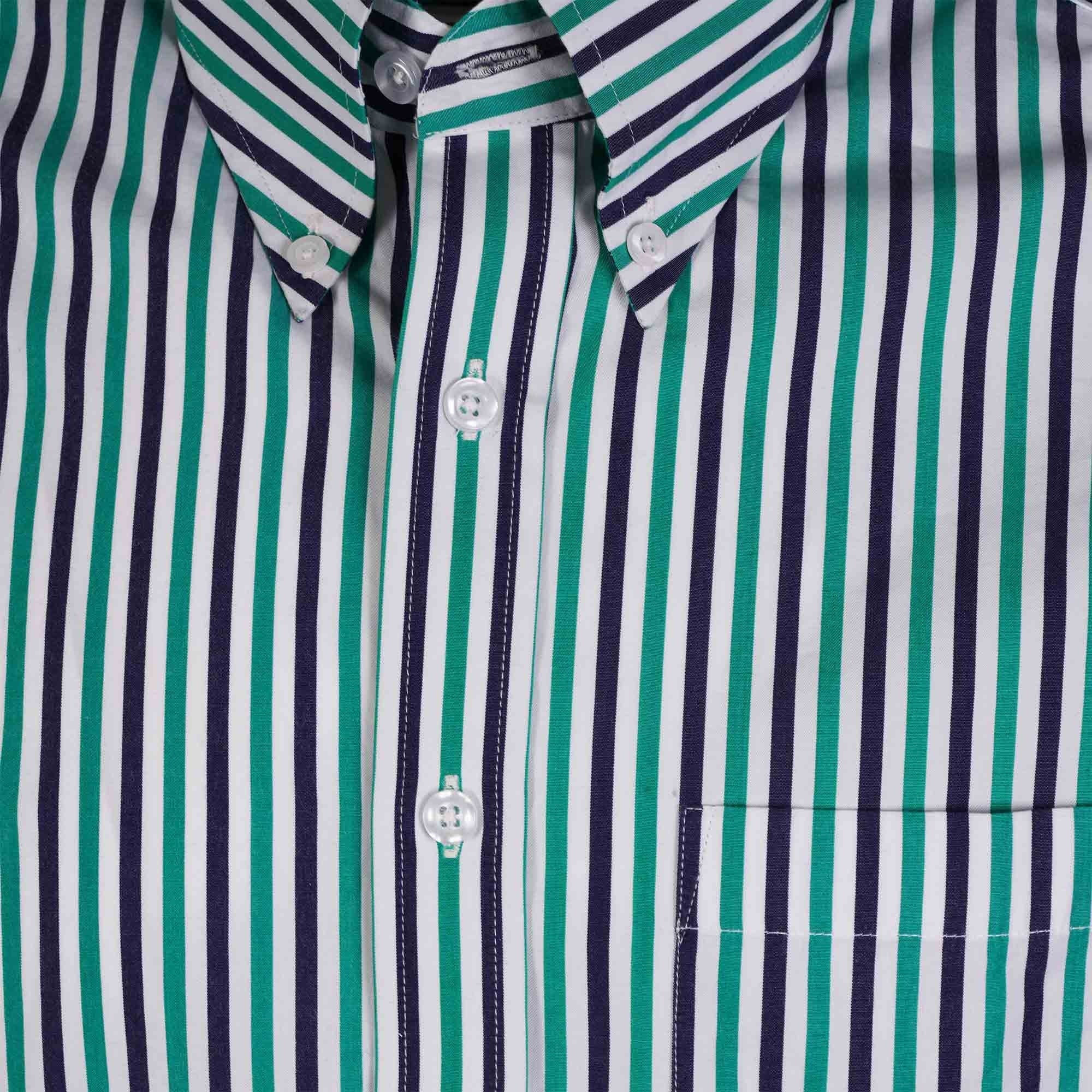 Real Hoxton Classic Striped Shirt - Green and White