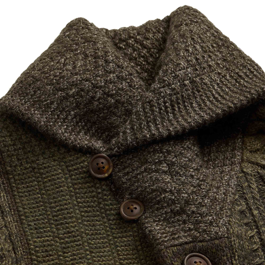 RRL by Ralph Lauren Patchwork Wool-Blend Shawl Cardigan - Farm Olive