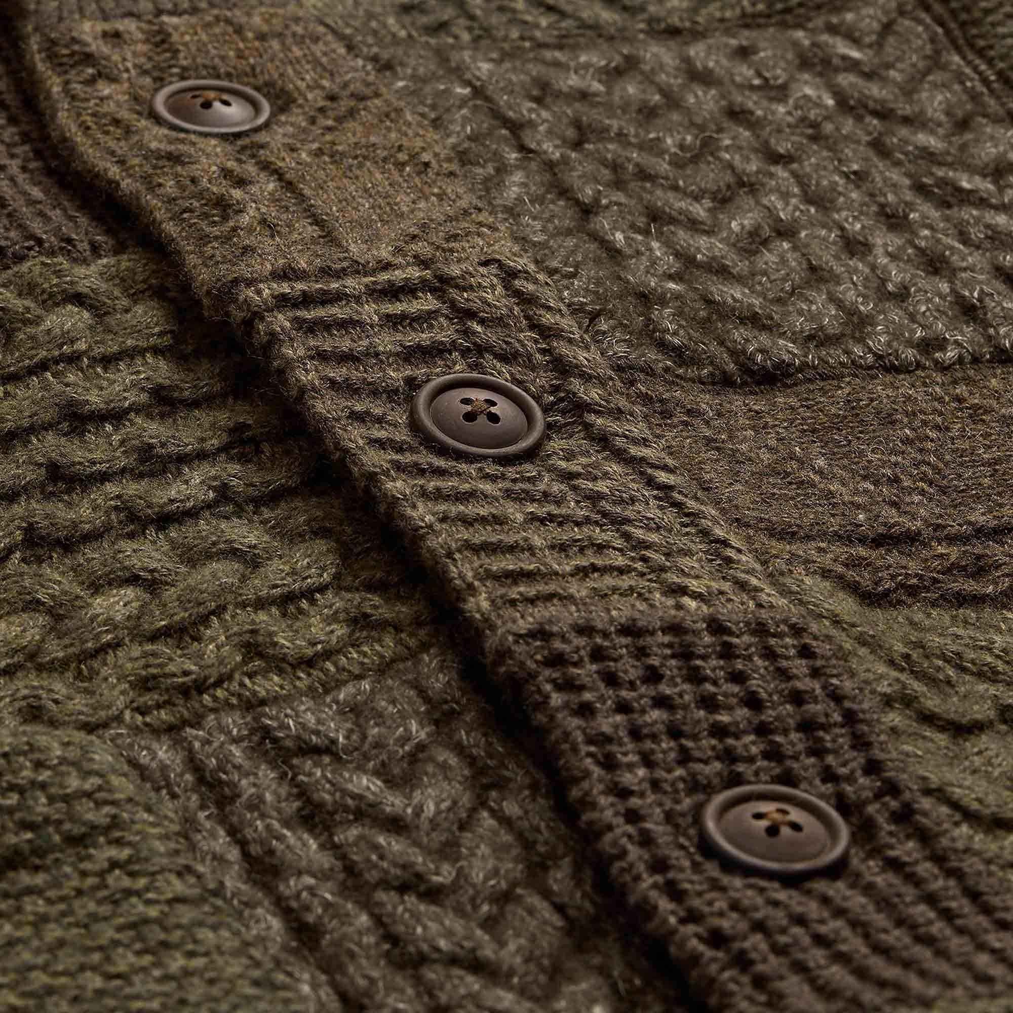 RRL by Ralph Lauren Patchwork Wool-Blend Shawl Cardigan - Farm Olive
