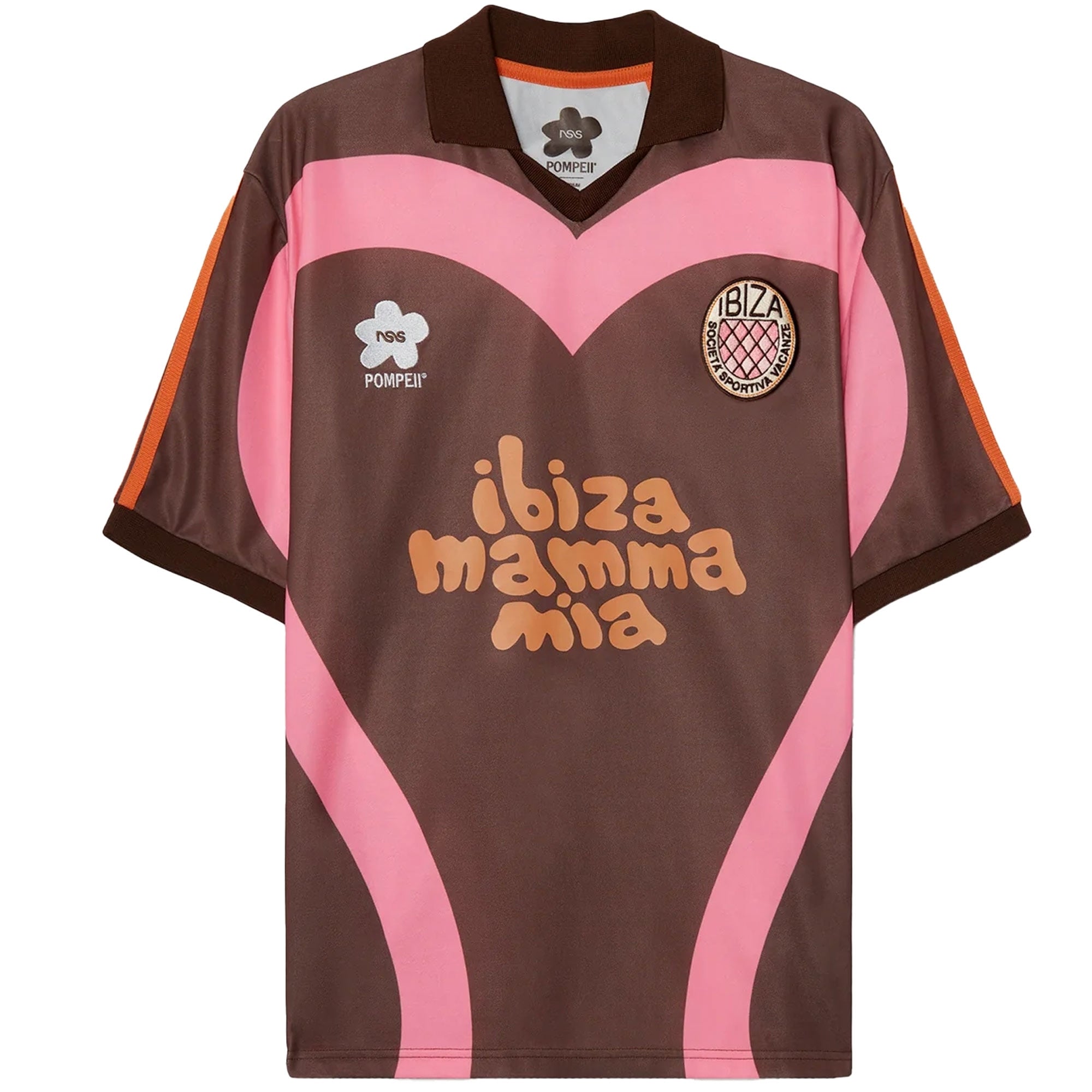 Pompeii x NSS Heart Football Shirt - Brown and Pink