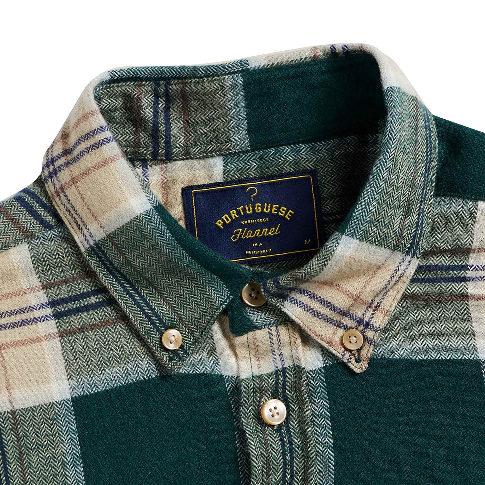 Portuguese Flannel Checked Shirt - Green and White