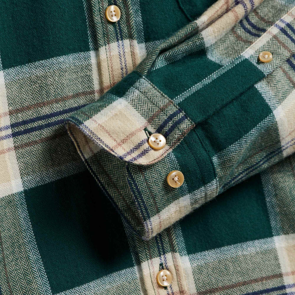 Portuguese Flannel Checked Shirt - Green and White