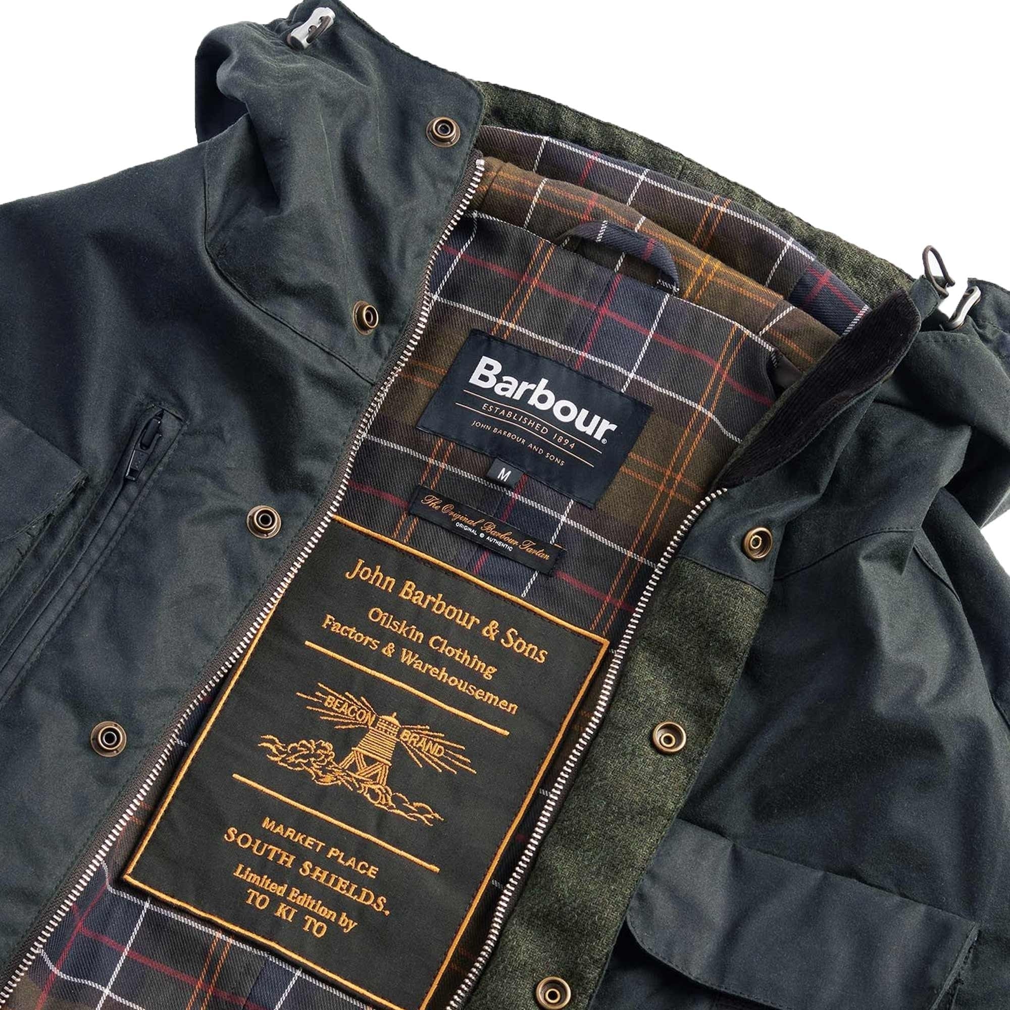 Barbour x TO KI TO Bicycle Waxed Jacket - Sage – Stuarts London