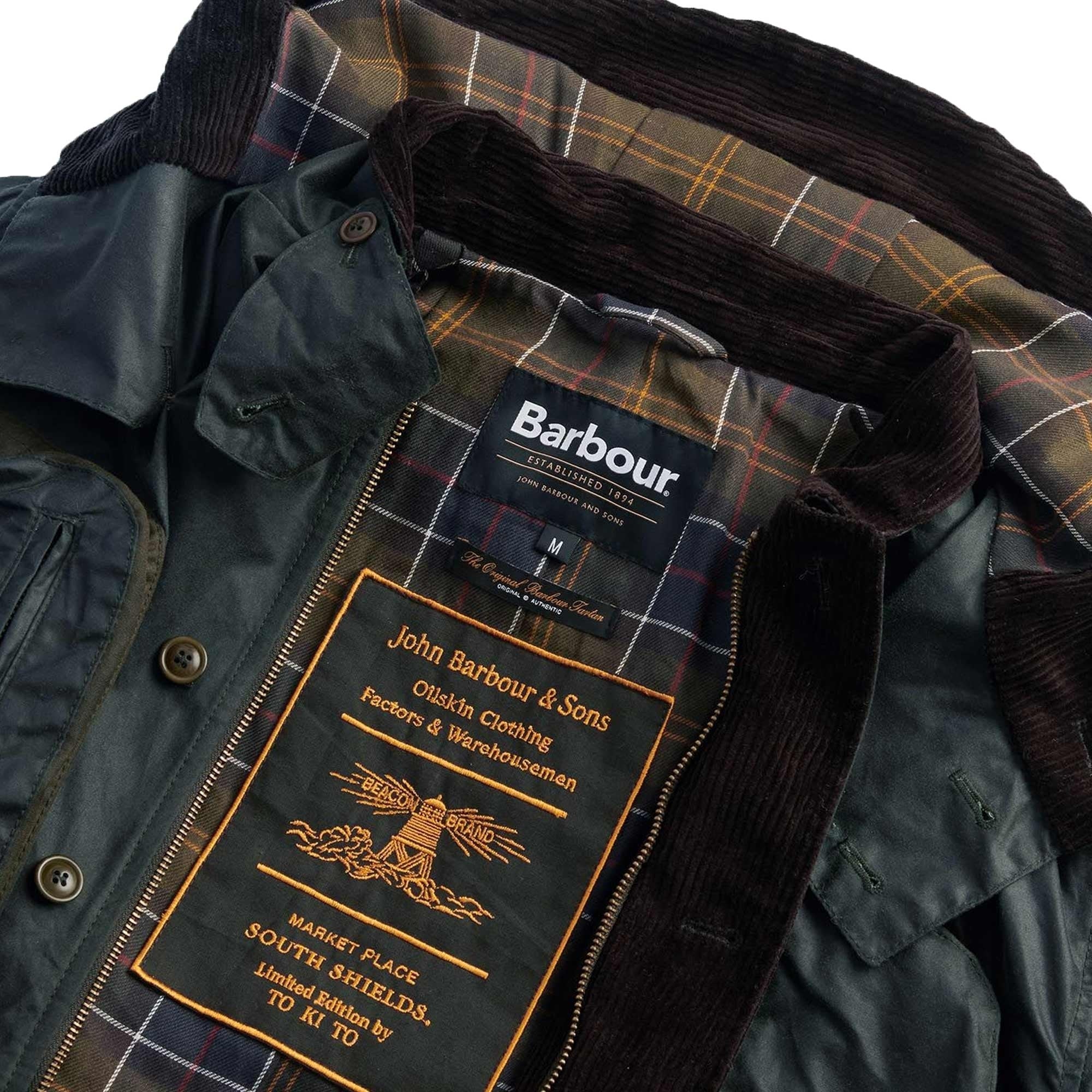Barbour x TO KI TO Outland Waxed Jacket - Sage – Stuarts London