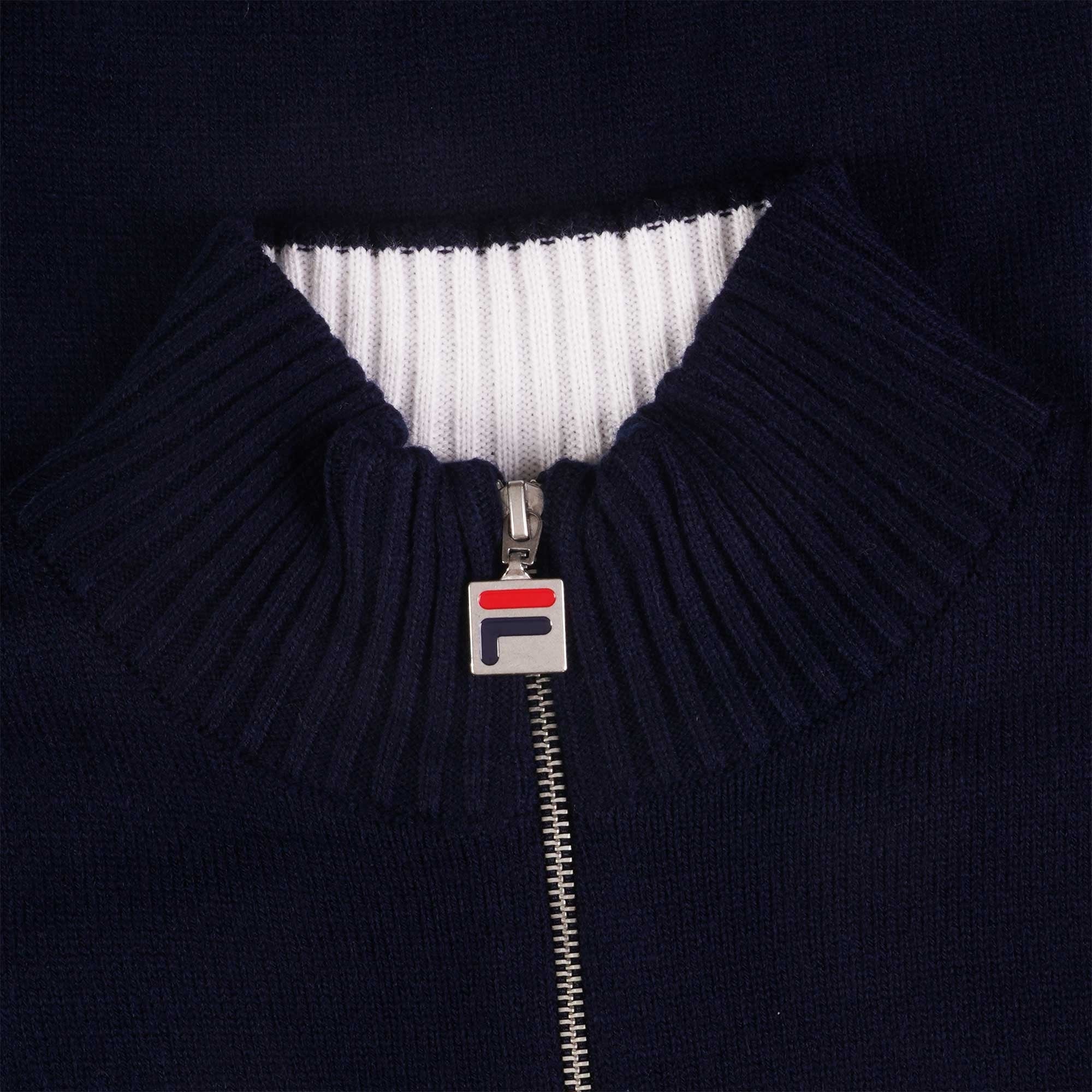 Harrison Quarter Zip Knitted Jumper - Fila Navy
