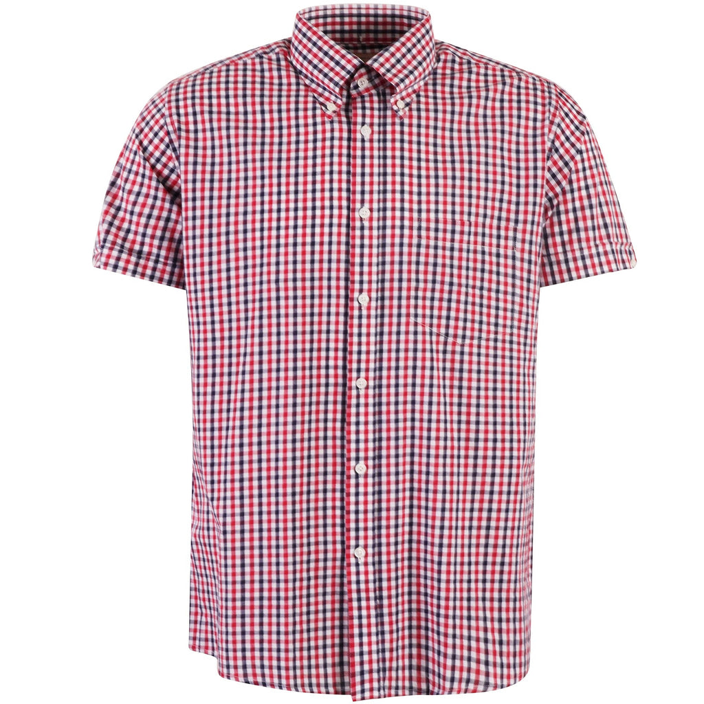 Real Hoxton Gingham Check Short Sleeves Shirt - Red and Black