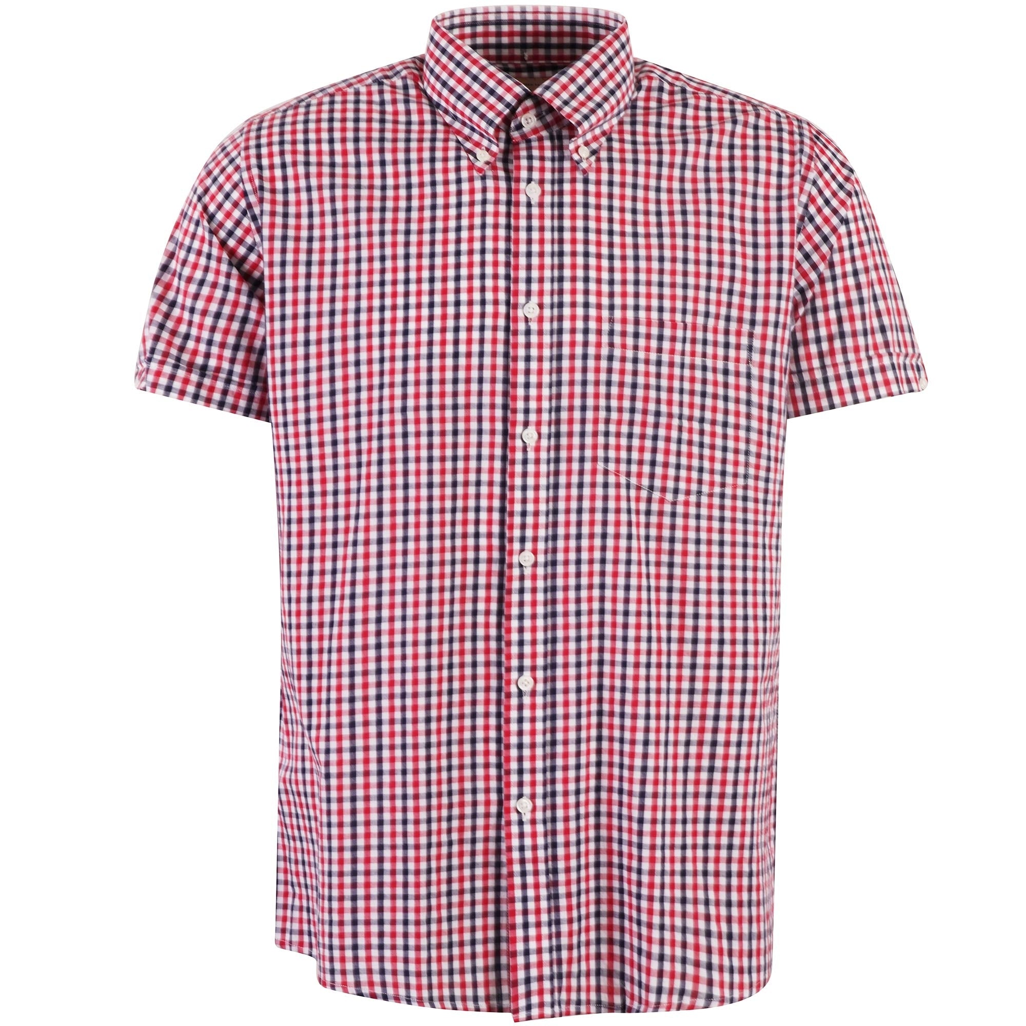 Real Hoxton Gingham Check Short Sleeves Shirt - Red and Black
