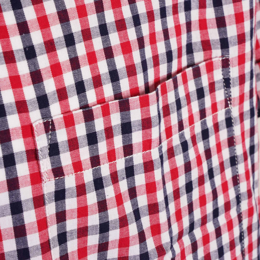 Real Hoxton Gingham Check Short Sleeves Shirt - Red and Black