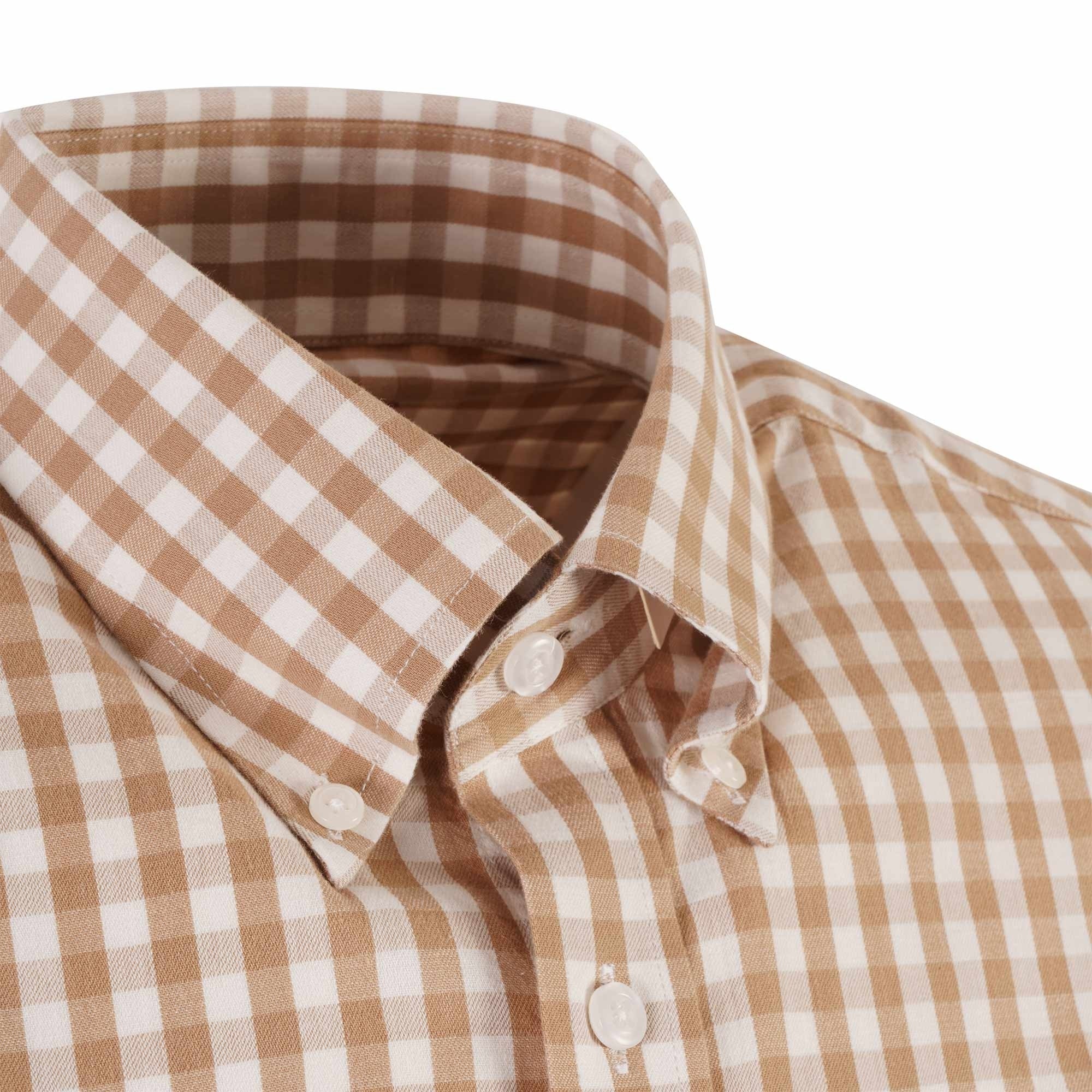 Real Hoxton Gingham Check Short Sleeves Shirt -Beige