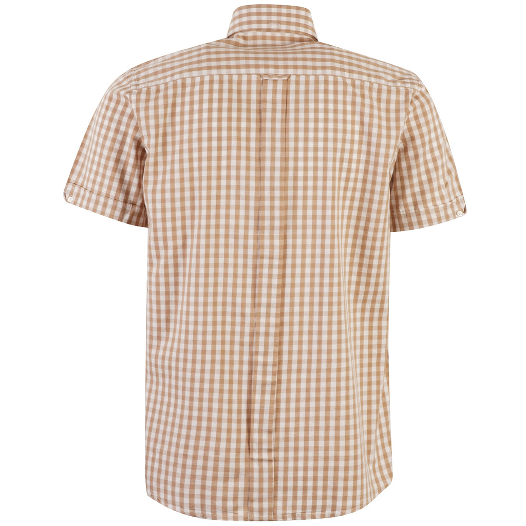 Real Hoxton Gingham Check Short Sleeves Shirt -Beige