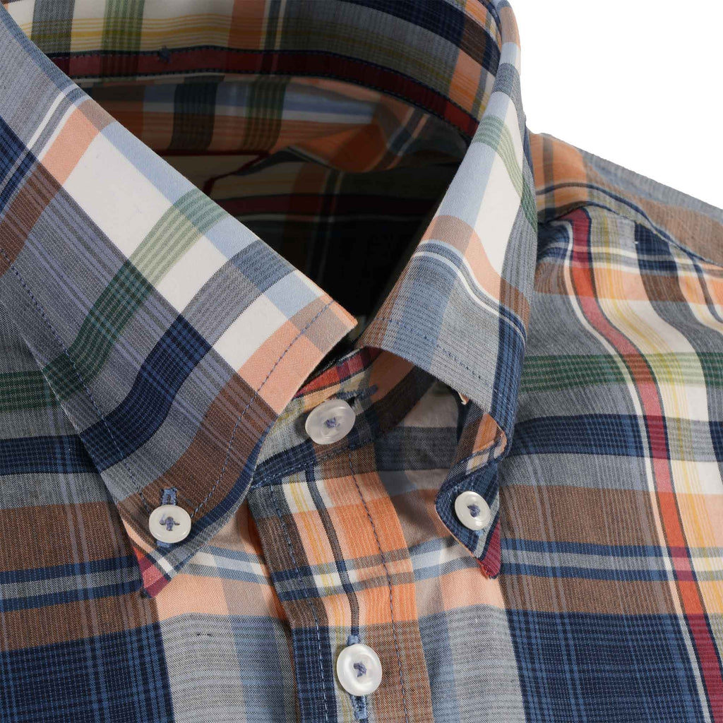 Real Hoxton Check Short Sleeves Shirt - Air Force Blue