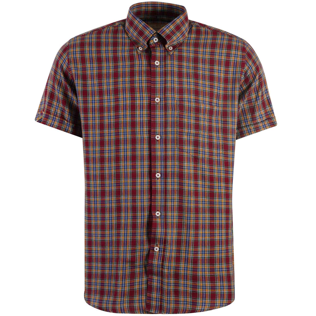 Real Hoxton Check Short Sleeves Shirt - Garnet Maroon