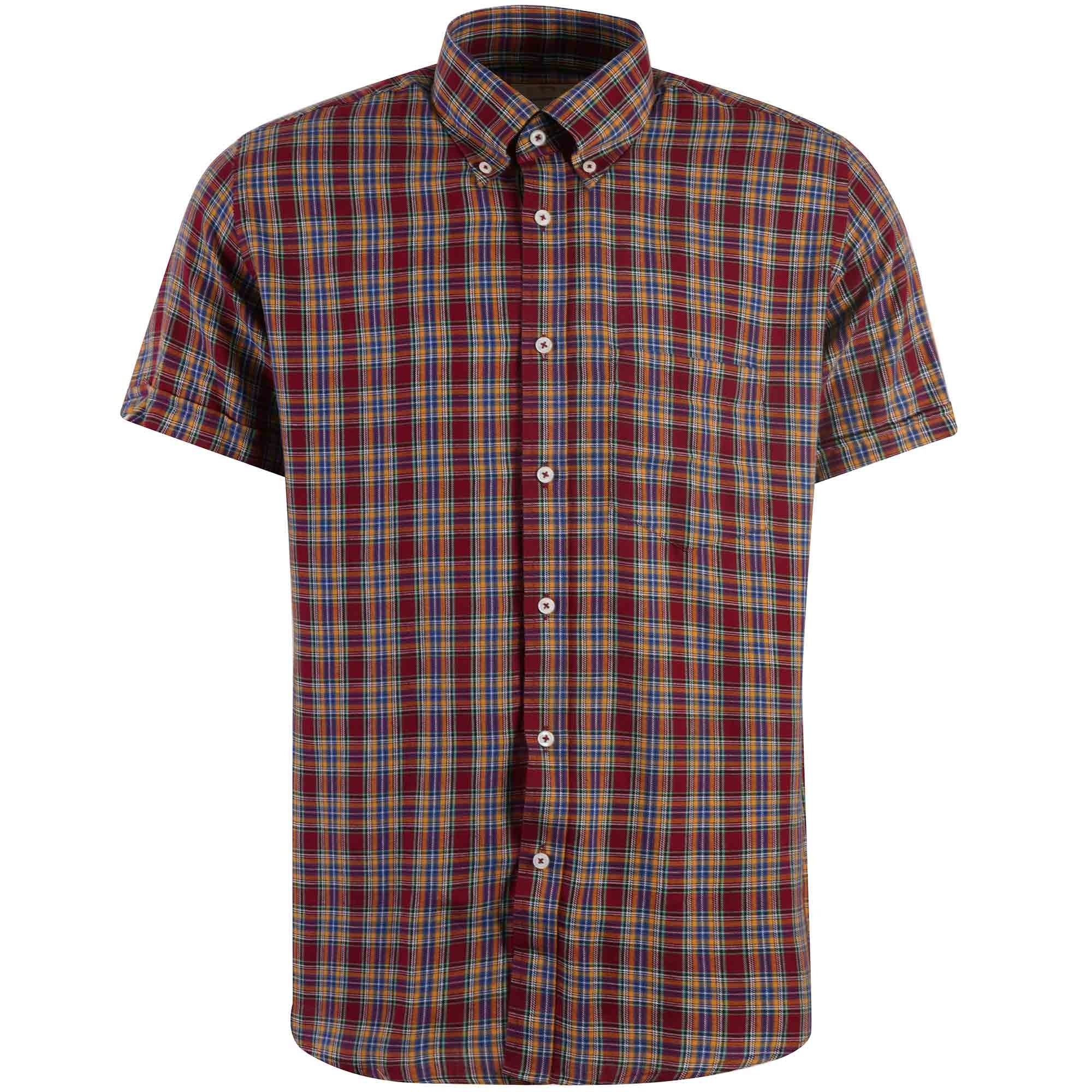 Real Hoxton Check Short Sleeves Shirt - Garnet Maroon