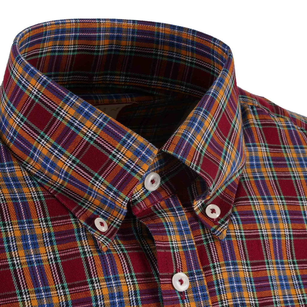 Real Hoxton Check Short Sleeves Shirt - Garnet Maroon
