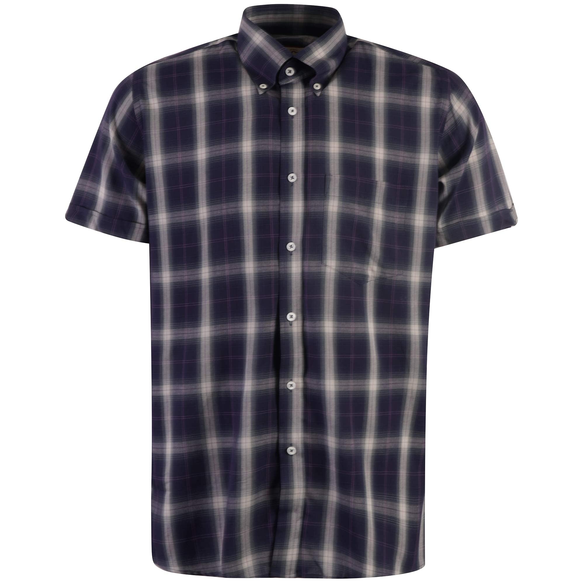 Real Hoxton Check Short Sleeves Shirt - Purple Blue