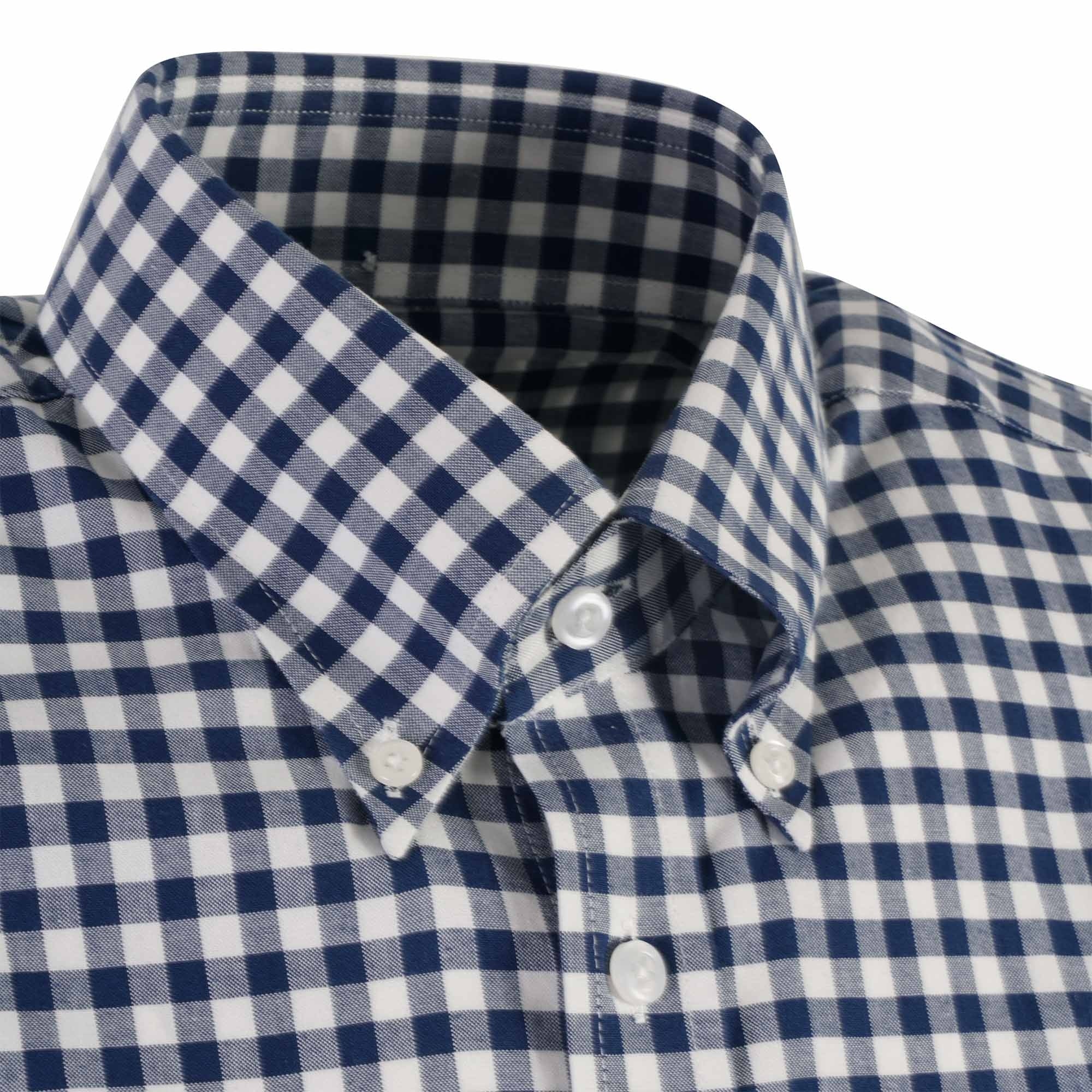 Real Hoxton Gingham Check Short Sleeves Shirt - Navy