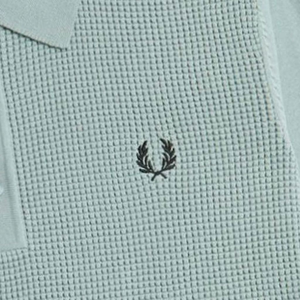 Fred Perry Waffle Stitch Knitted Shirt - Silver Blue