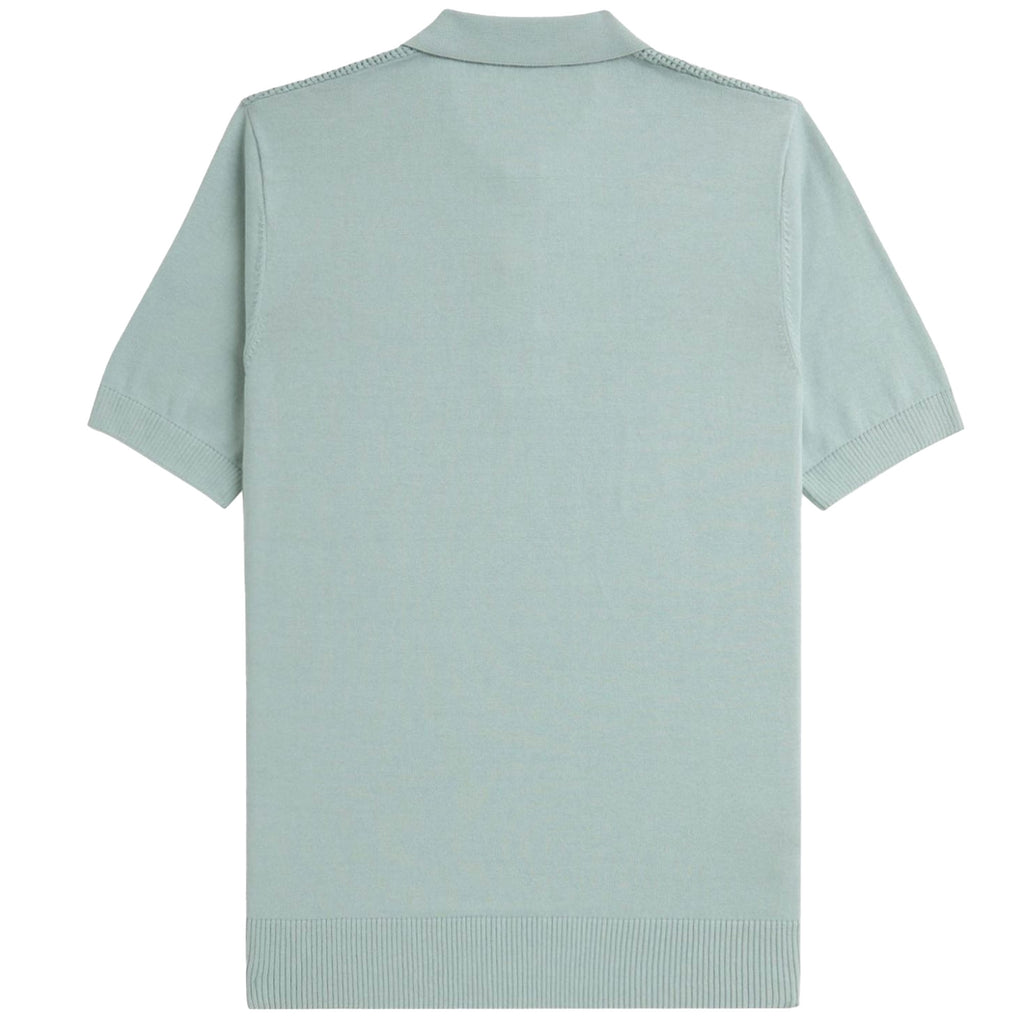 Fred Perry Waffle Stitch Knitted Shirt - Silver Blue