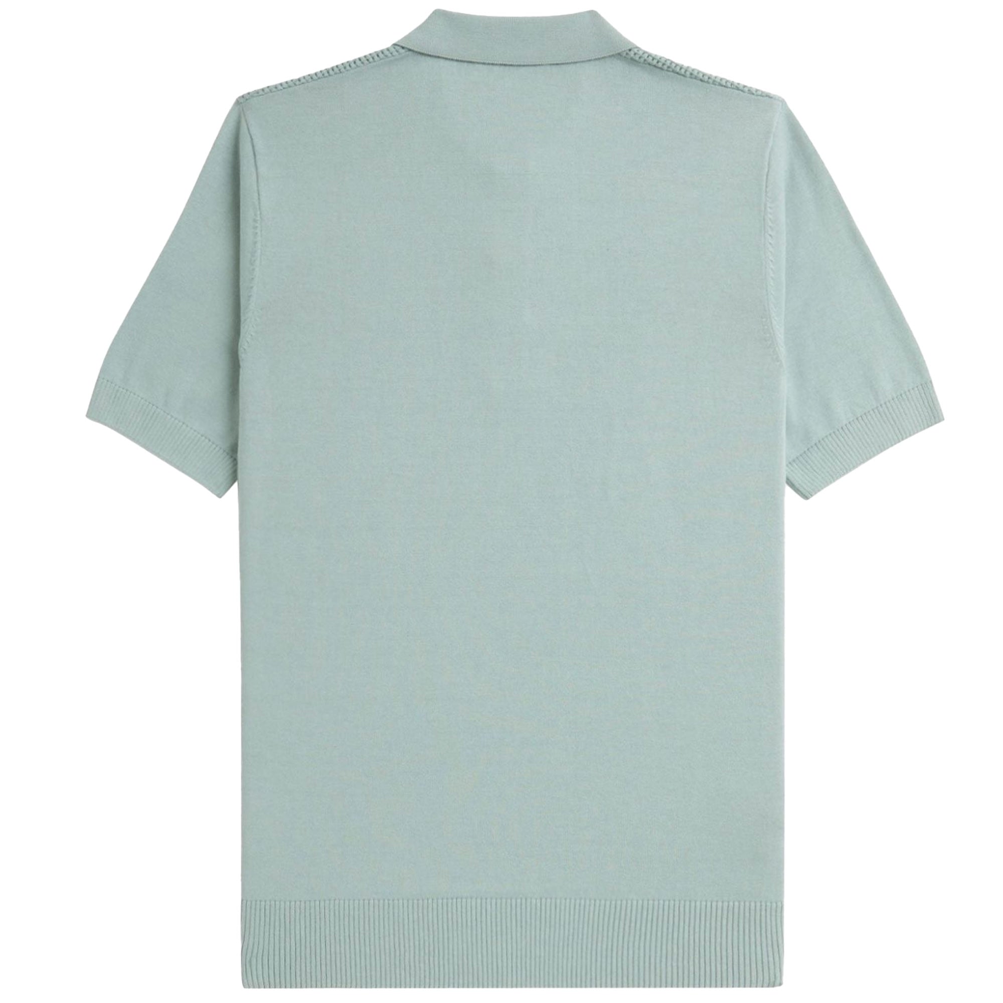 Fred Perry Waffle Stitch Knitted Shirt - Silver Blue