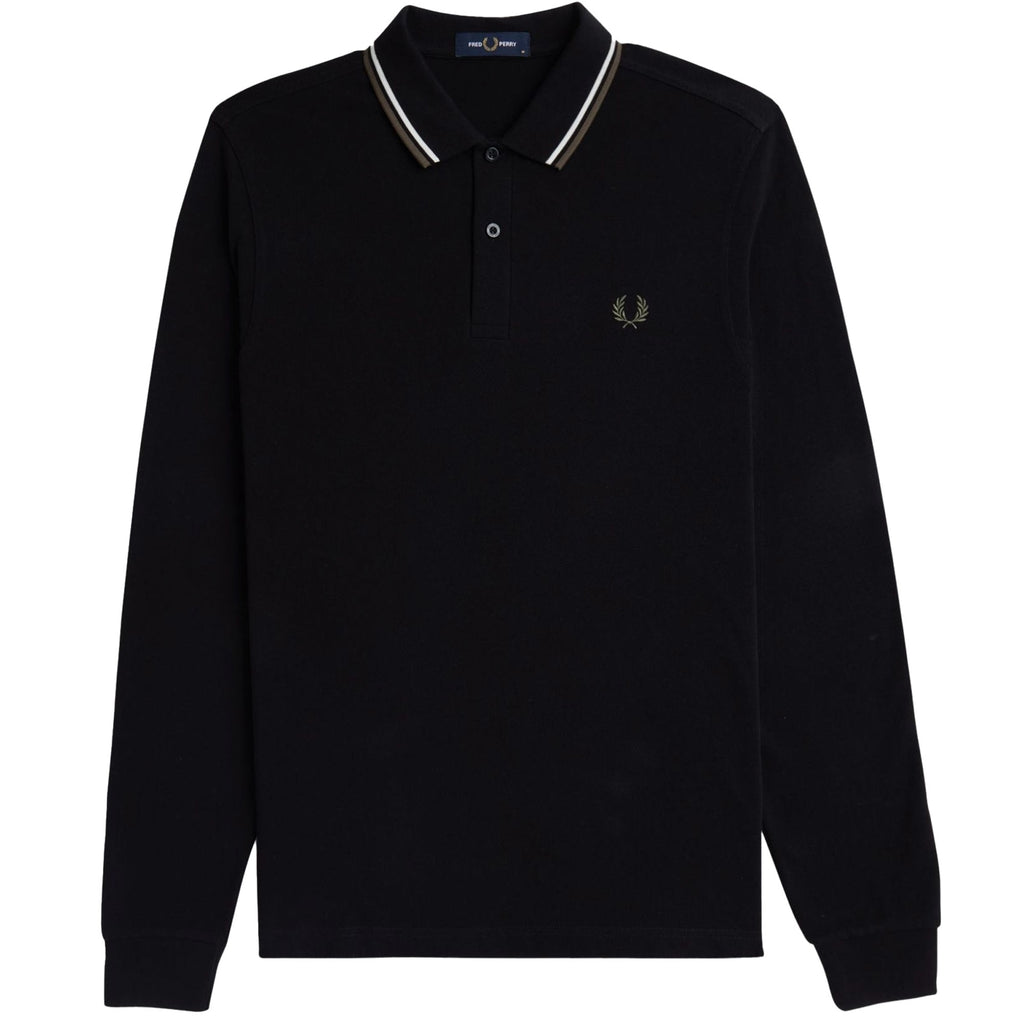 M3636 Long Sleeve Twin Tipped Polo Shirt - Black