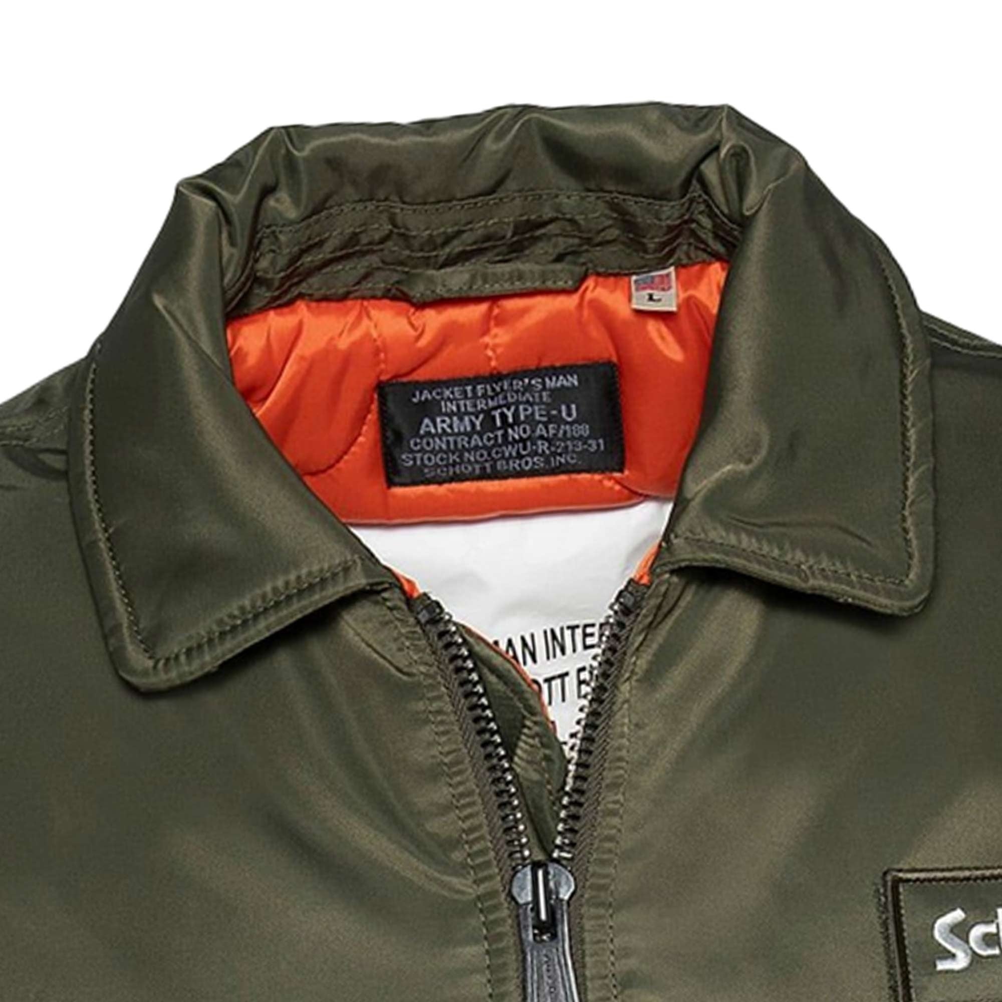 Schott 90's Fit Bomber Jacket - Army Khaki 21090RS-AR – Stuarts London