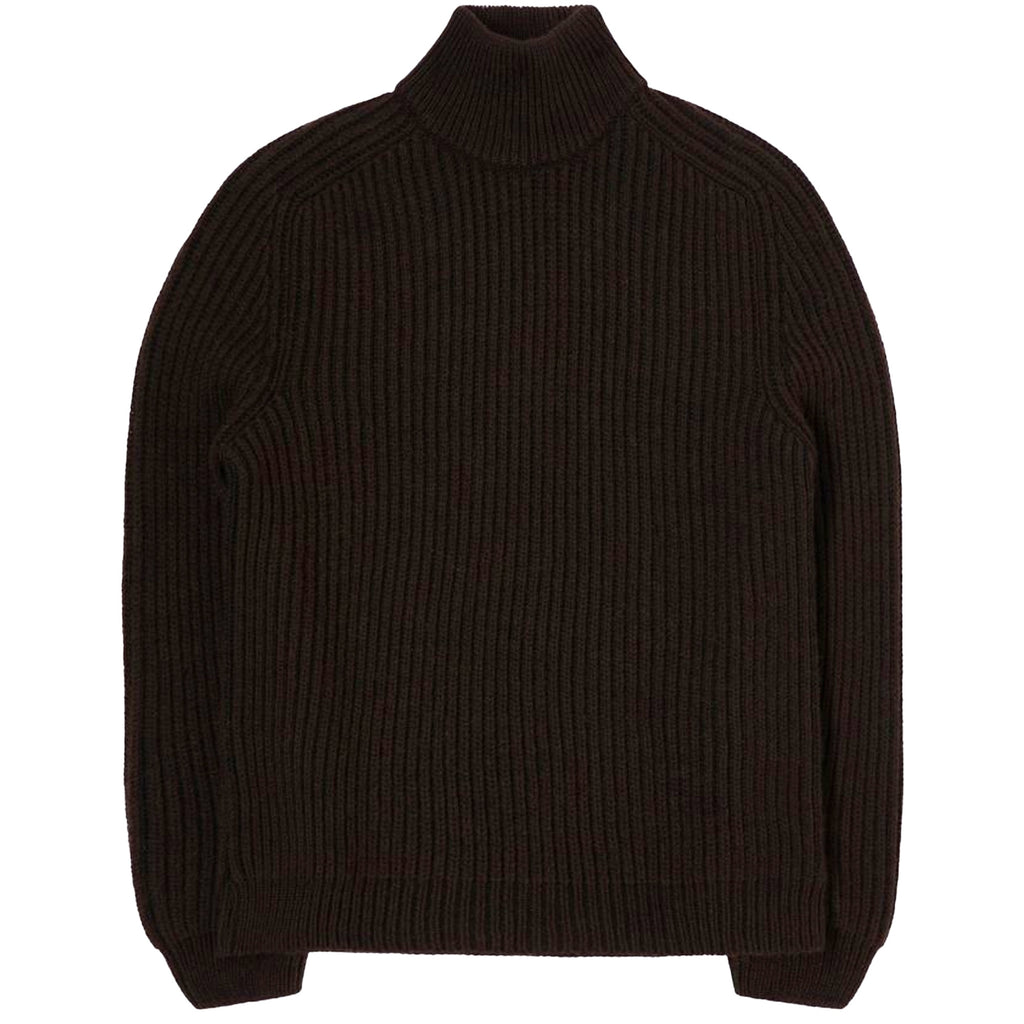 Edwin Roni High Collar Sweater - Dark Brown