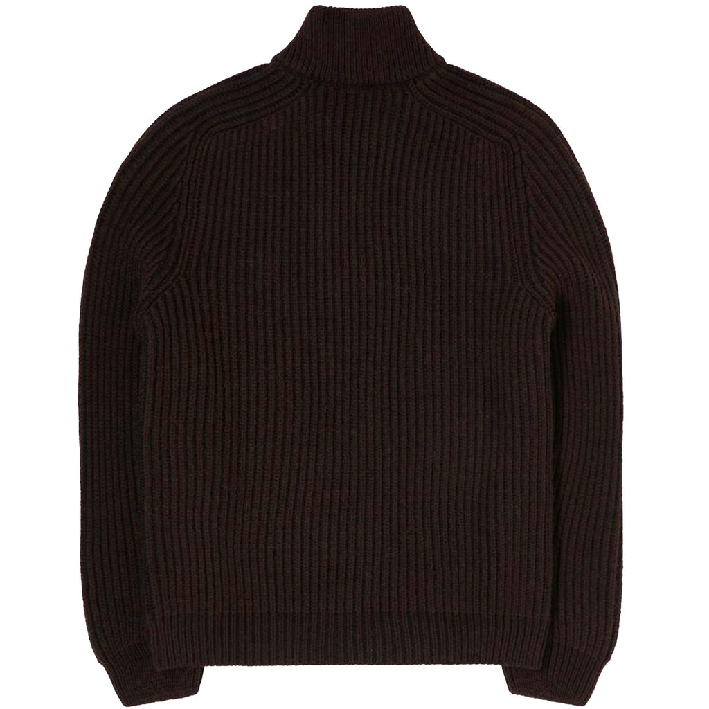 Edwin Roni High Collar Sweater - Dark Brown