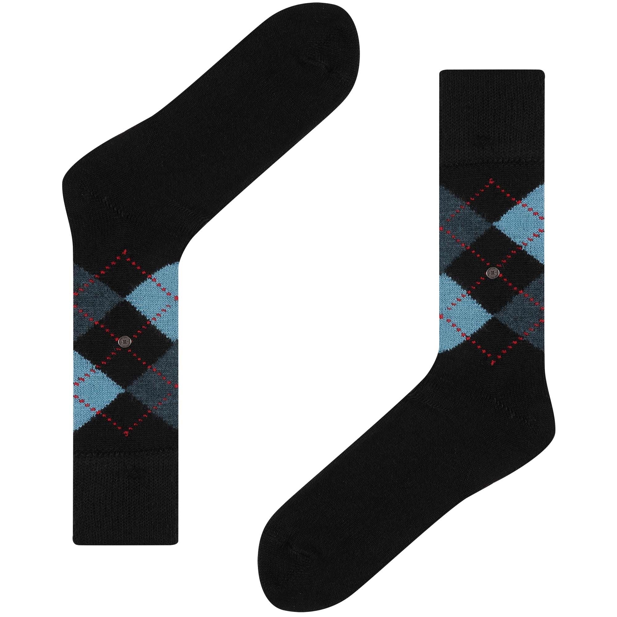 Burlington Socks Preston Socks - Black and Aqua
