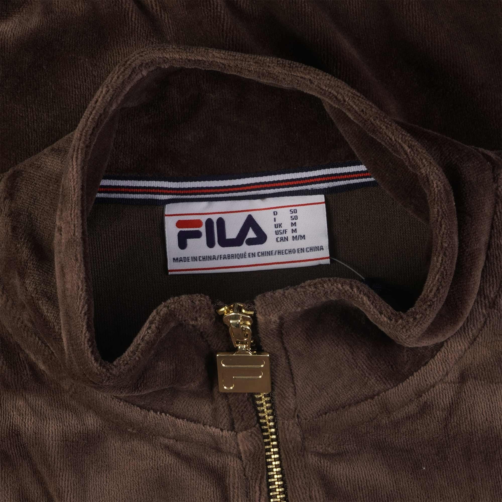Fila Vintage Marc Velour Track Top - Coffee Bean