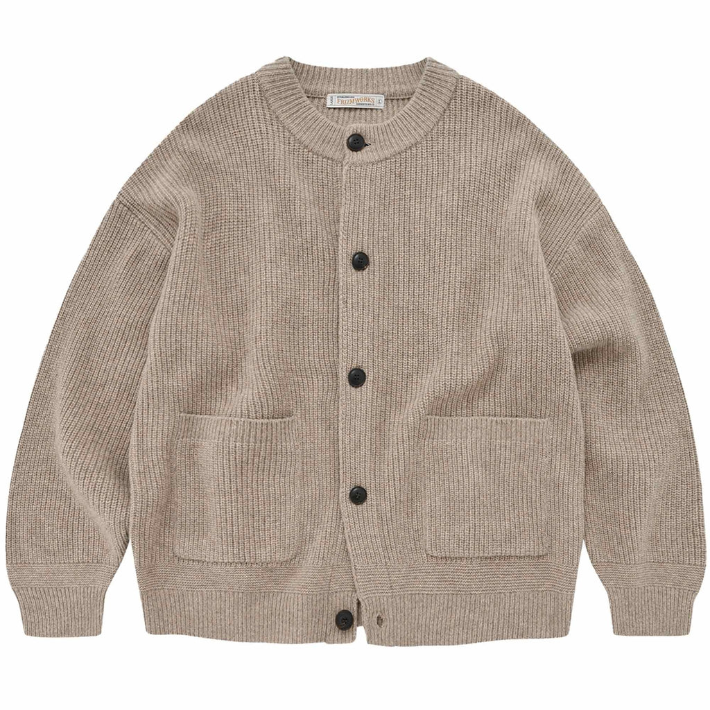 Heavy Wool Round Cardigan - Oatmeal