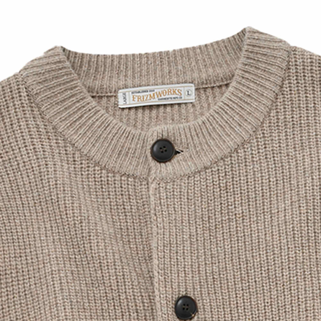 Heavy Wool Round Cardigan - Oatmeal