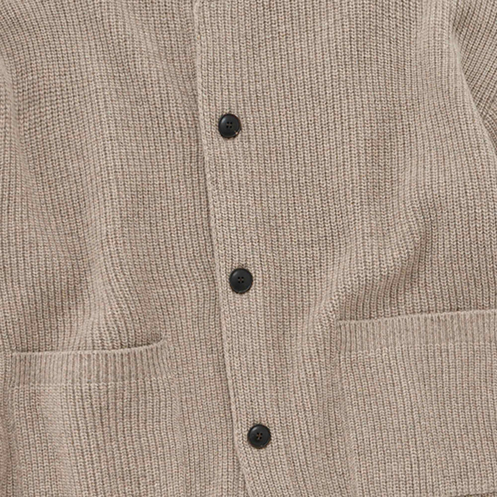 Heavy Wool Round Cardigan - Oatmeal