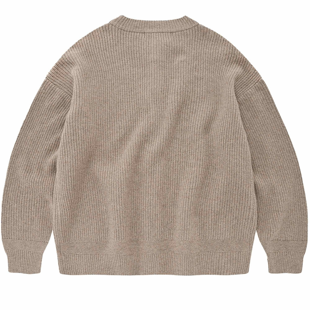 Heavy Wool Round Cardigan - Oatmeal