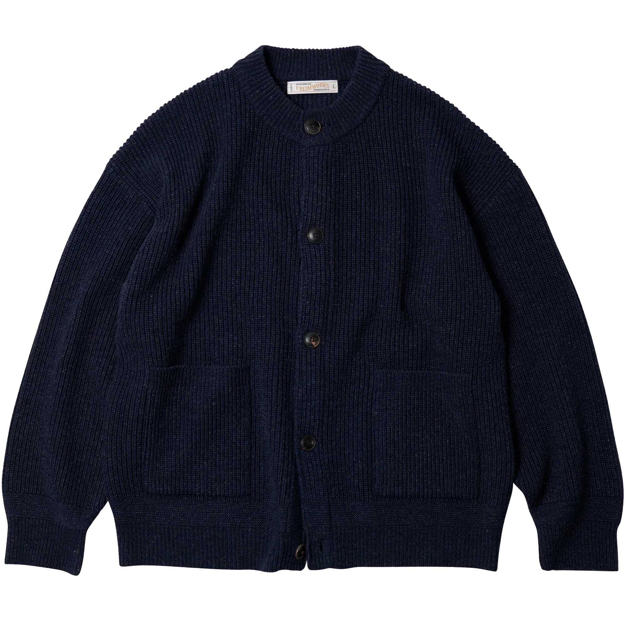 FrizmWORKS Heavy Wool Round Cardigan - Navy