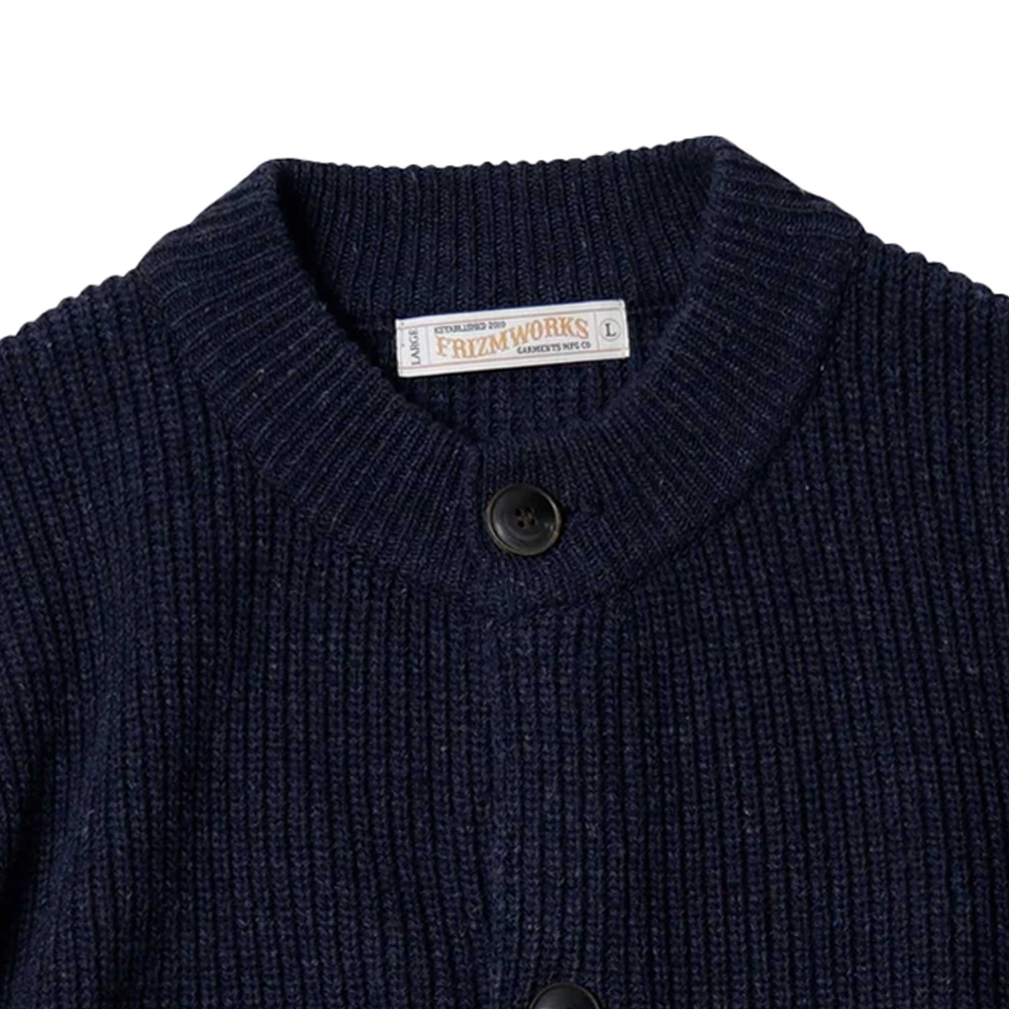 FrizmWORKS Heavy Wool Round Cardigan - Navy