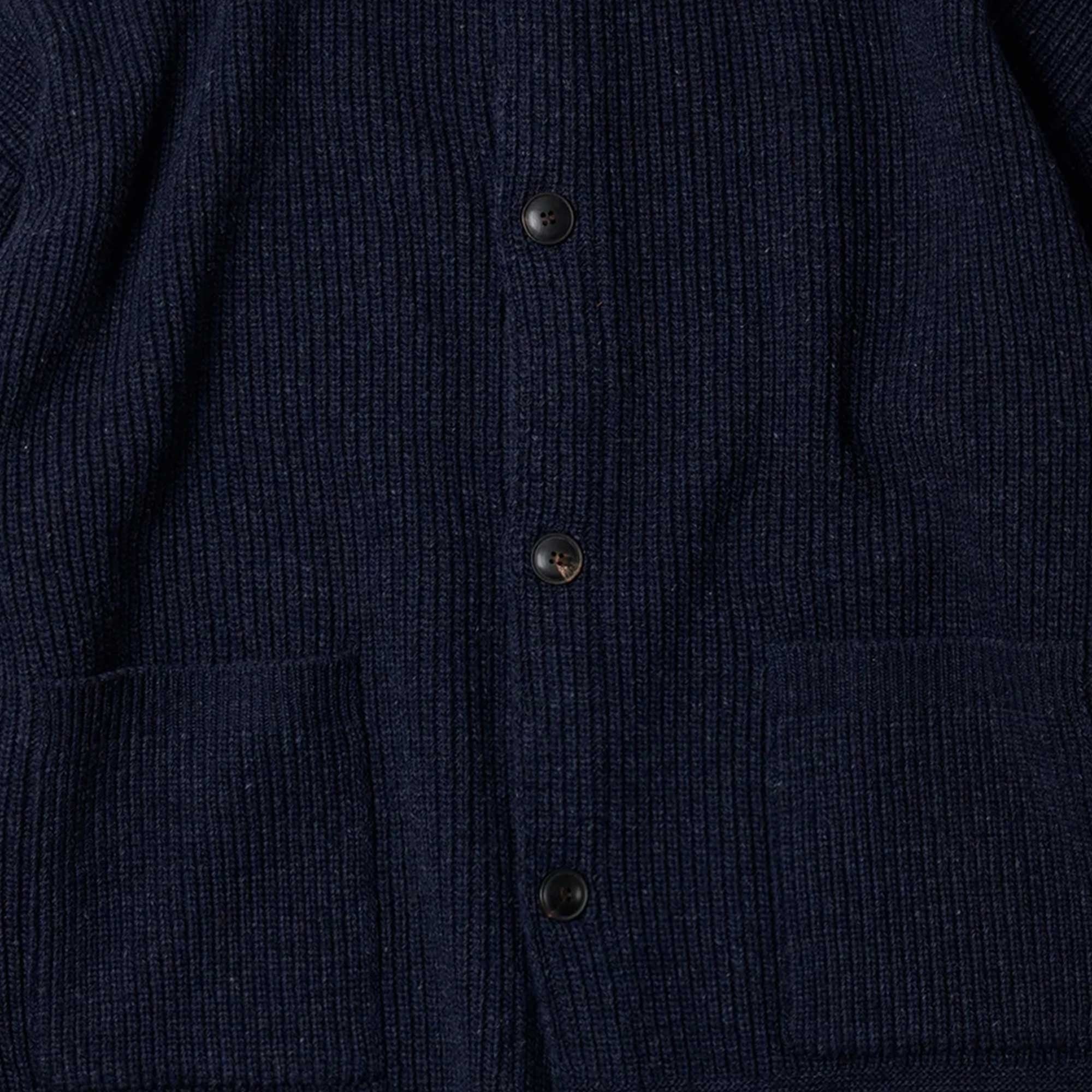 FrizmWORKS Heavy Wool Round Cardigan - Navy