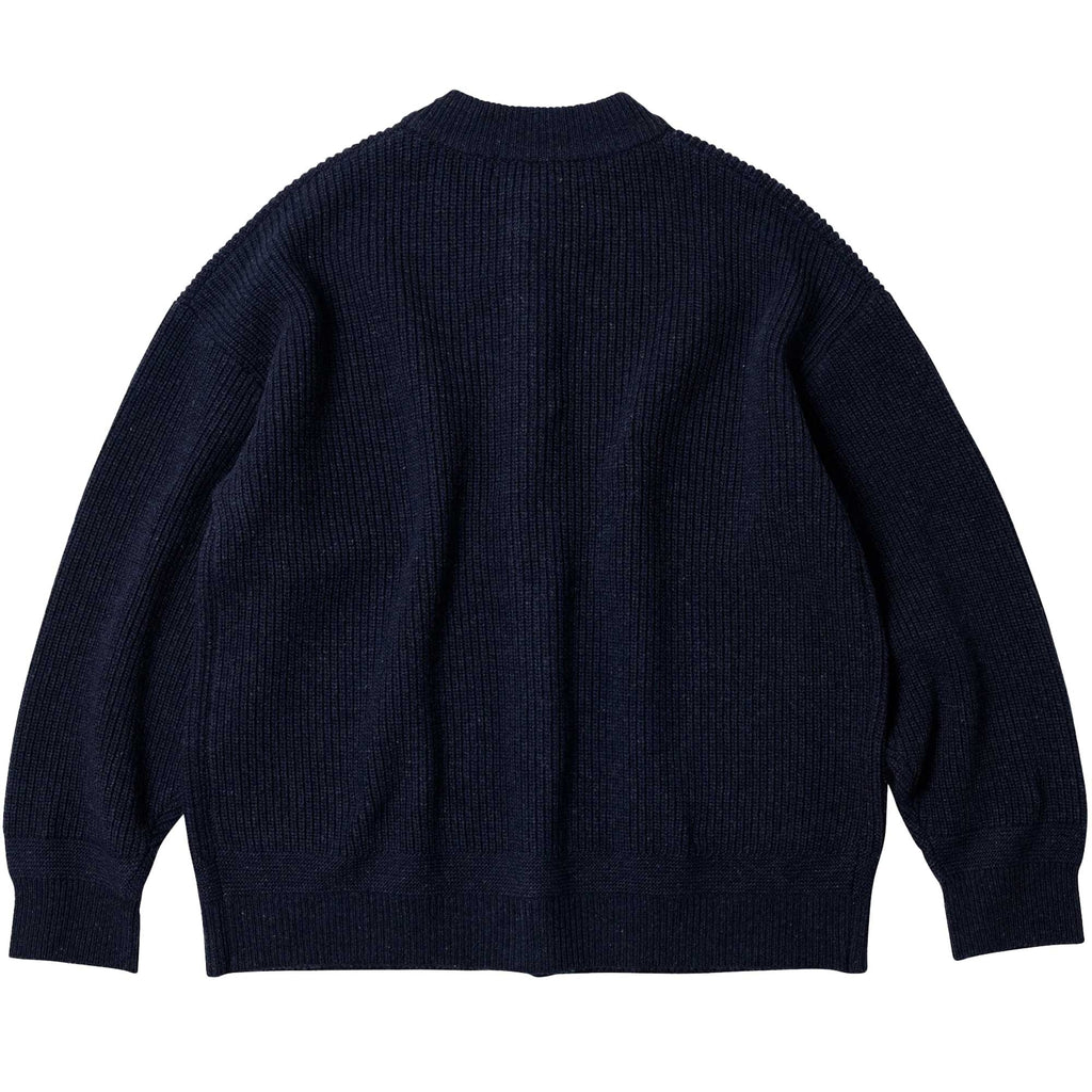FrizmWORKS Heavy Wool Round Cardigan - Navy