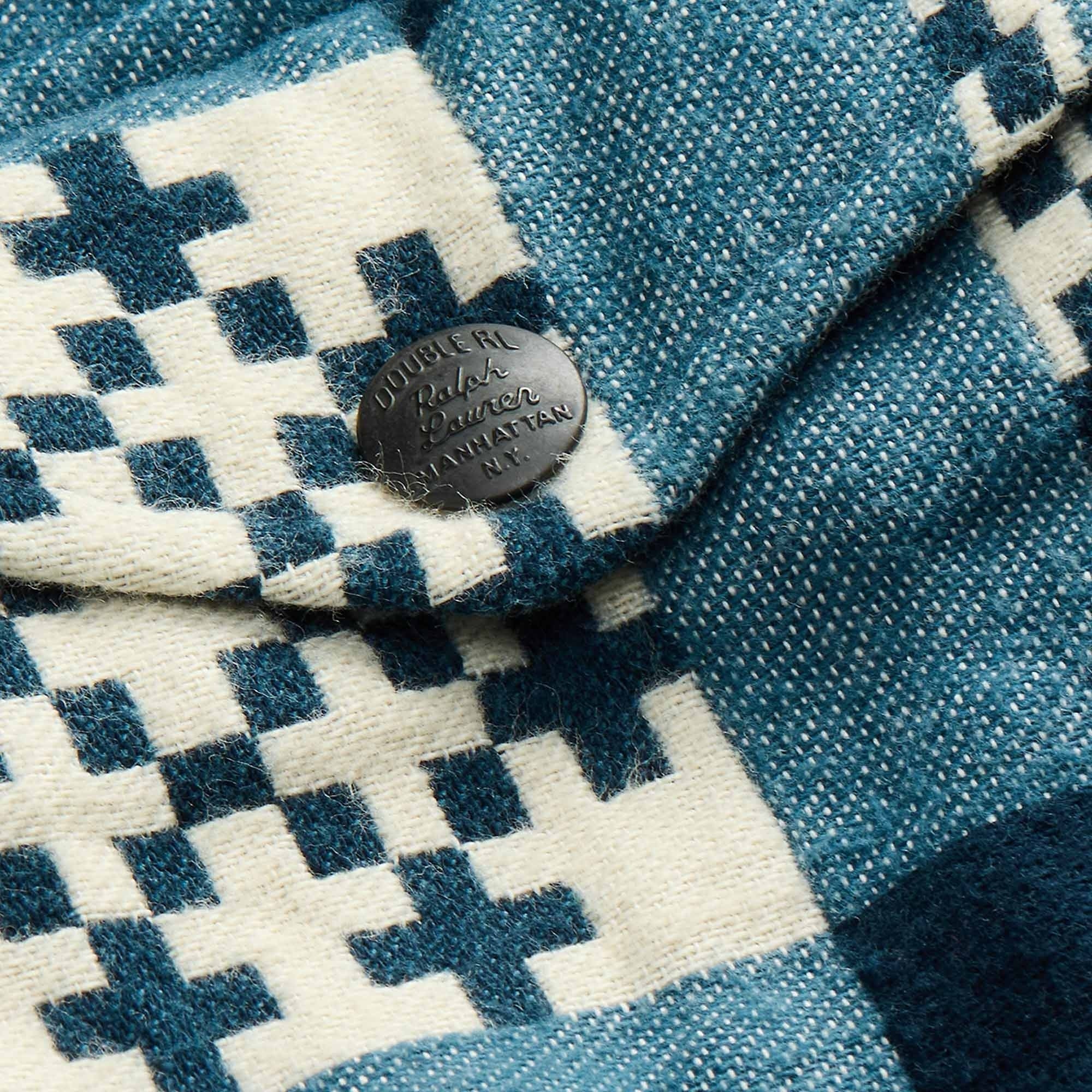 RRL by Ralph Lauren Patterned Jacquard Overshirt - Creme Navy