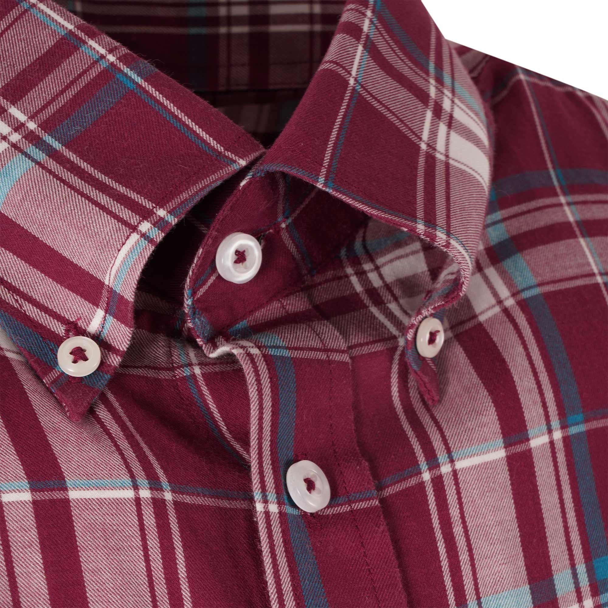 Real Hoxton Check Short Sleeves Shirt - Wine Blue