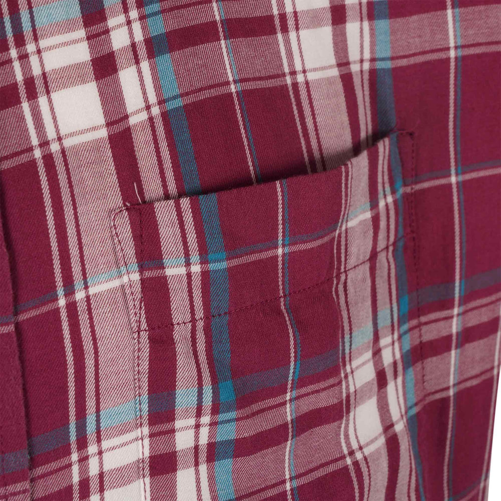 Real Hoxton Check Short Sleeves Shirt - Wine Blue