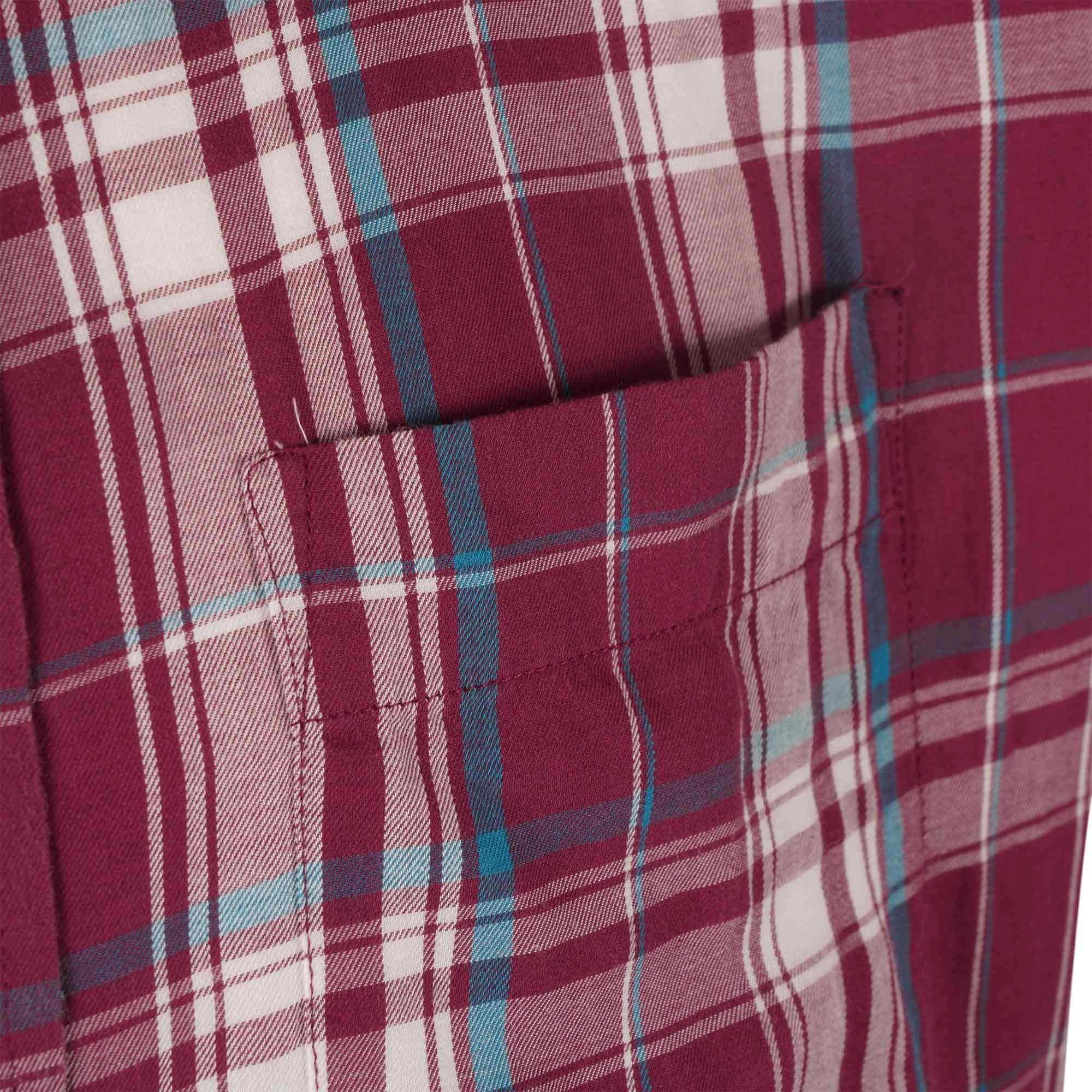 Real Hoxton Check Short Sleeves Shirt - Wine Blue