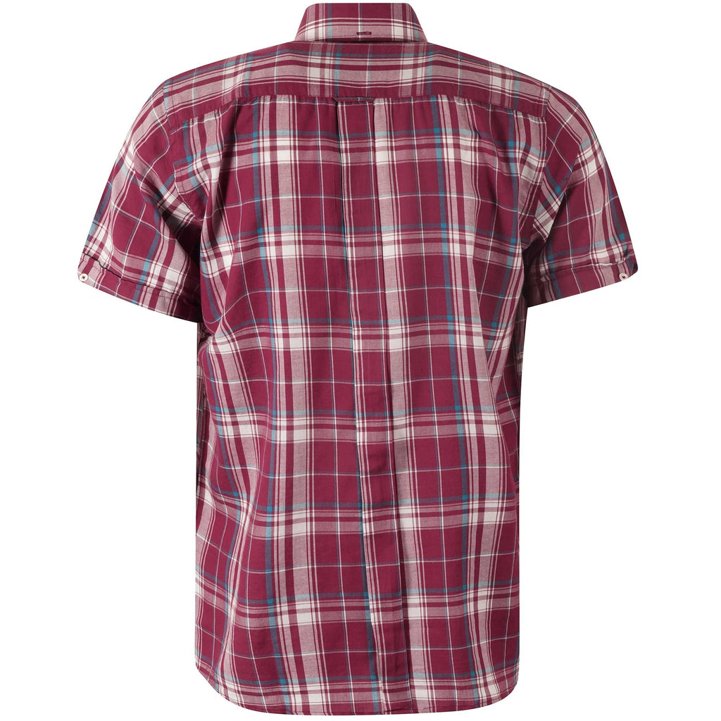 Real Hoxton Check Short Sleeves Shirt - Wine Blue