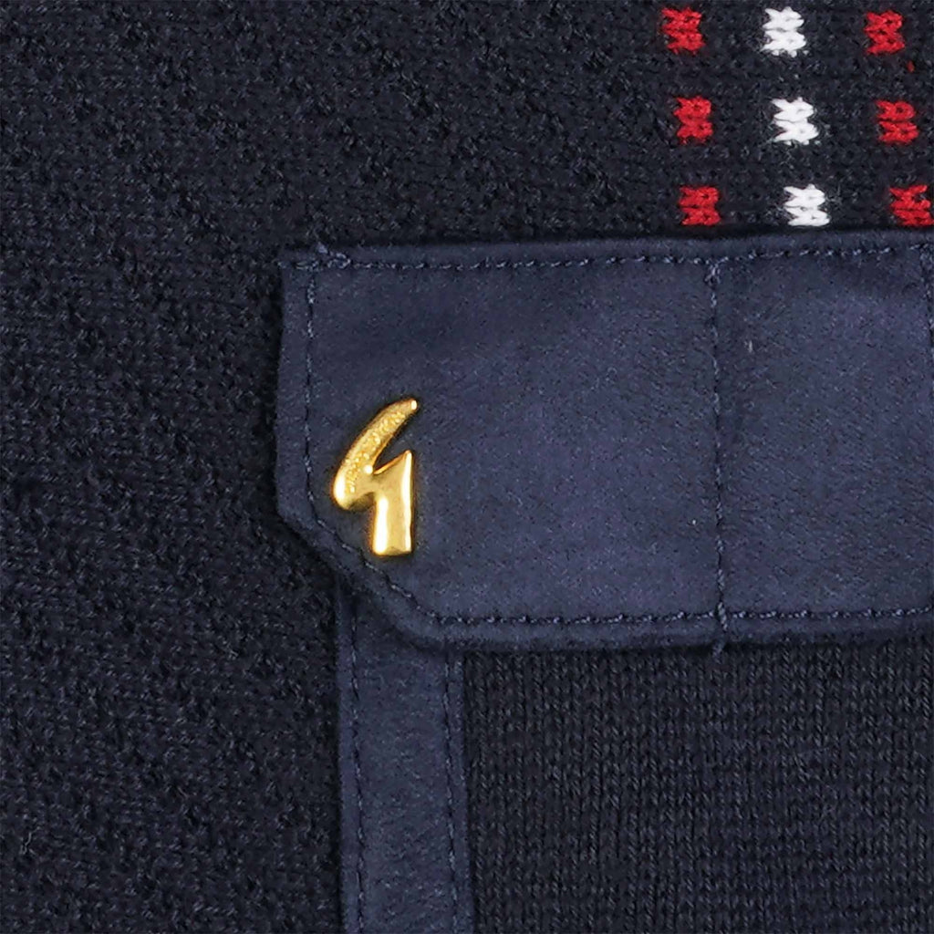 Gabicci Vintage Fleetwood Zip Knitted Polo Shirt - Navy
