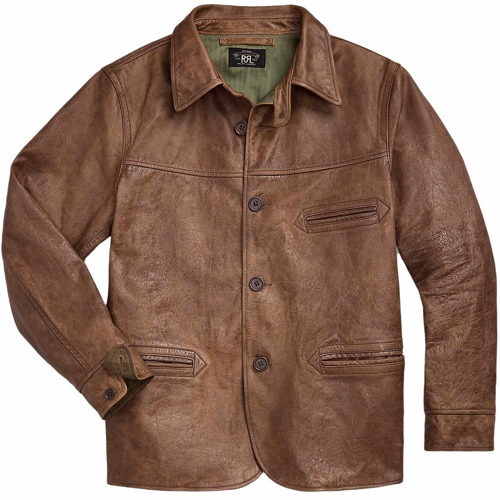 RRL by Ralph Lauren Leather Car Coat - Desert Tan