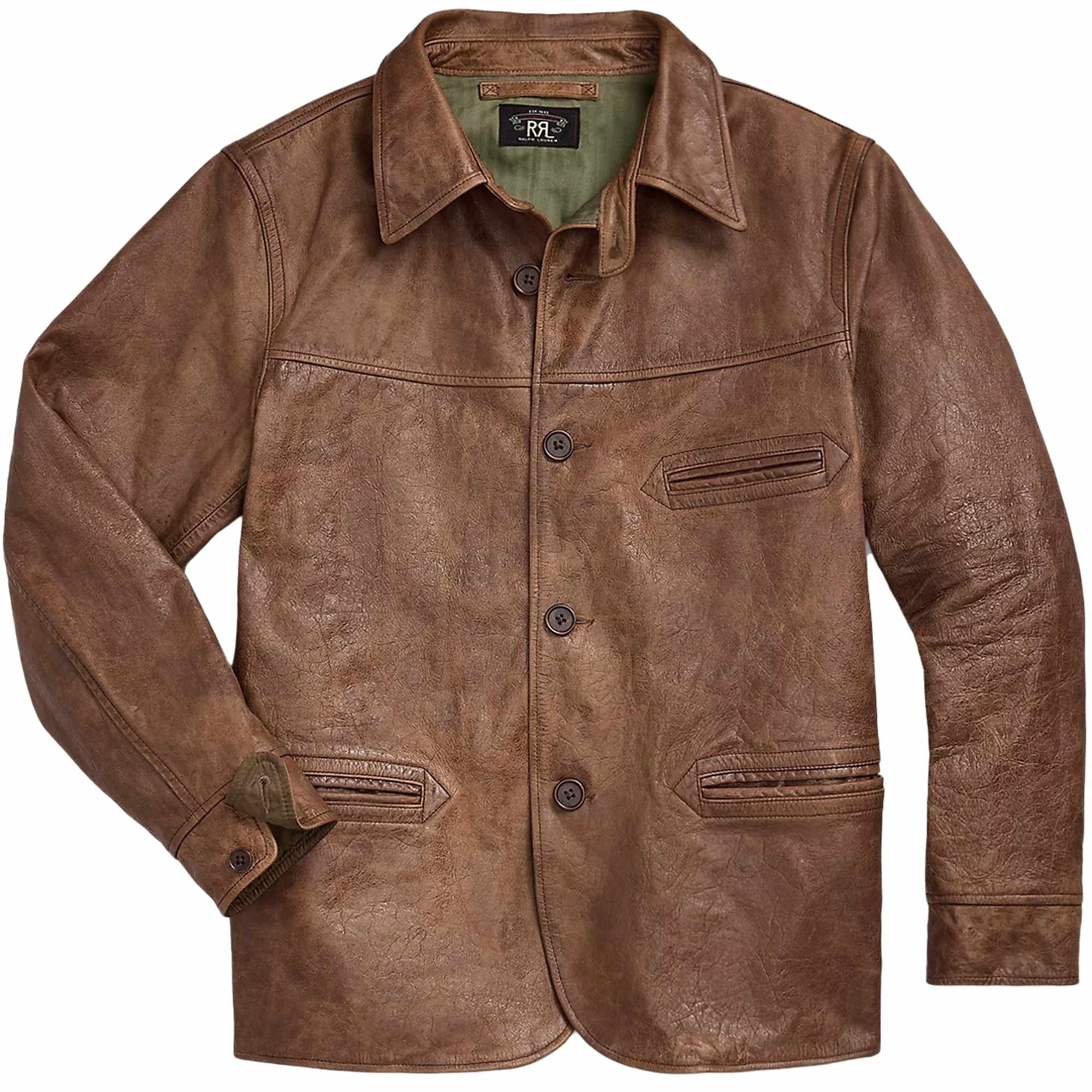 RRL by Ralph Lauren Leather Car Coat - Desert Tan