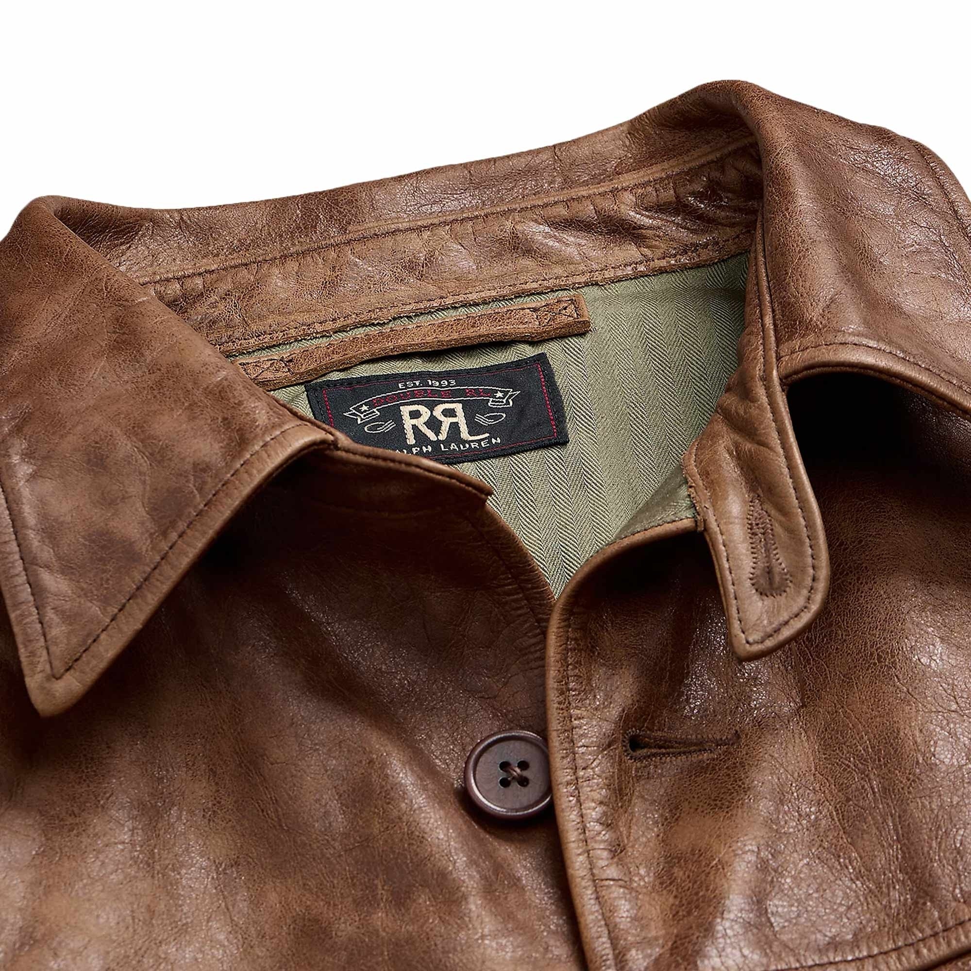 RRL by Ralph Lauren Leather Car Coat - Desert Tan