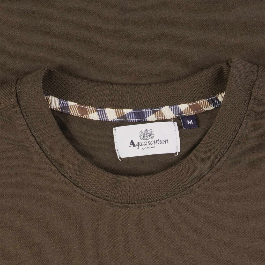 Aquascutum Active Club Check Pocket T-Shirt - Brown