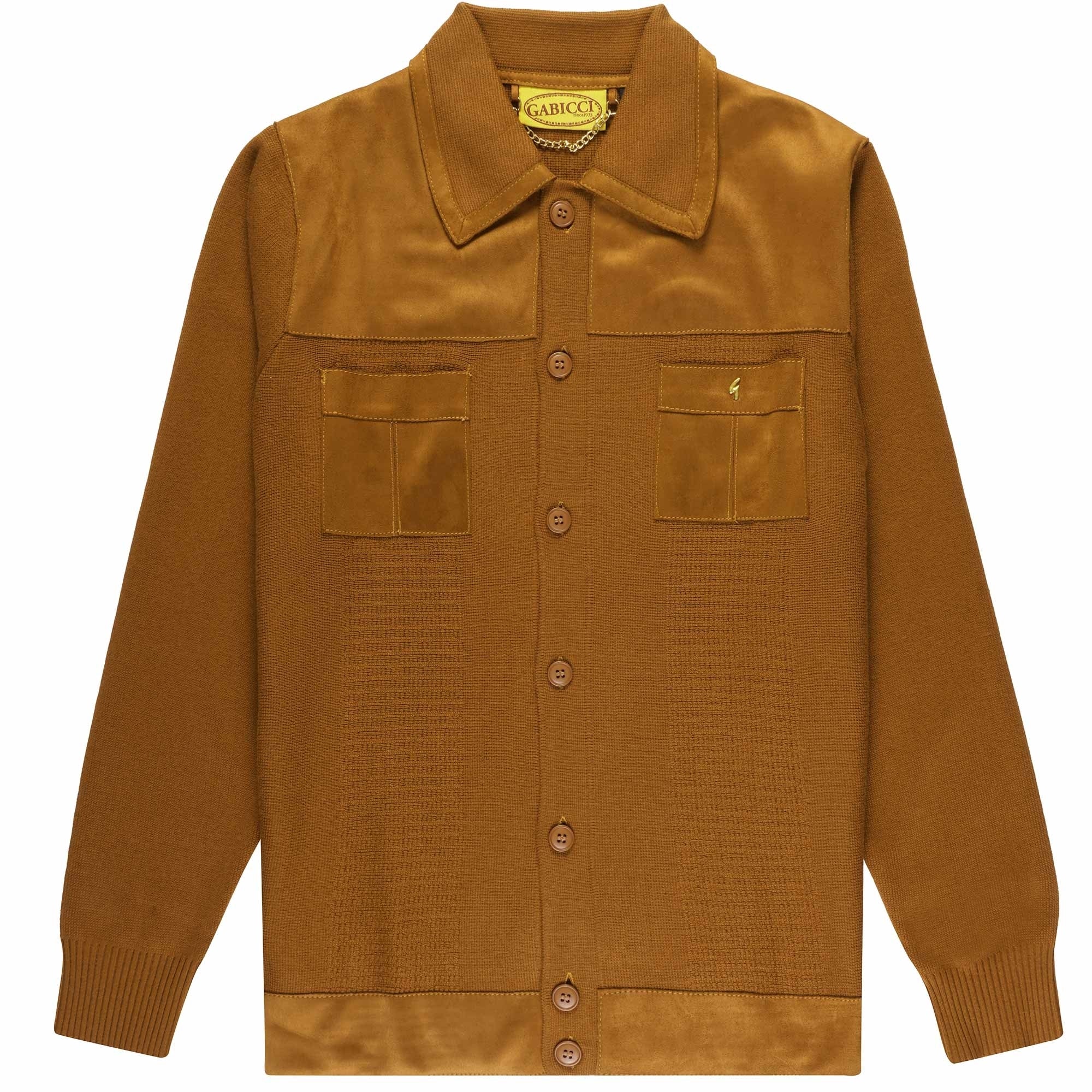 Gabicci Vintage Everett Button Through Polo Shirt - Toffee