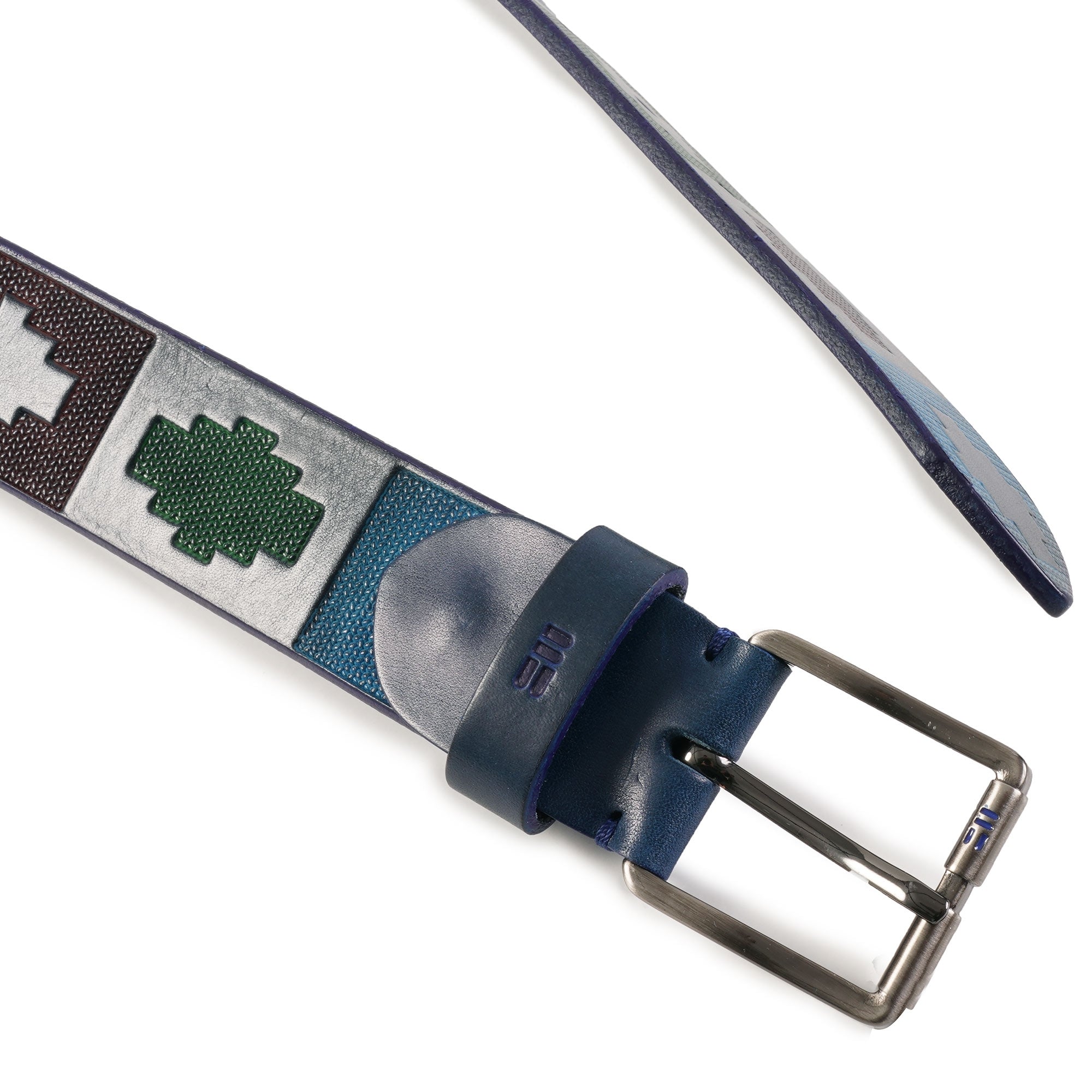 Leather Motif Belt - Blue