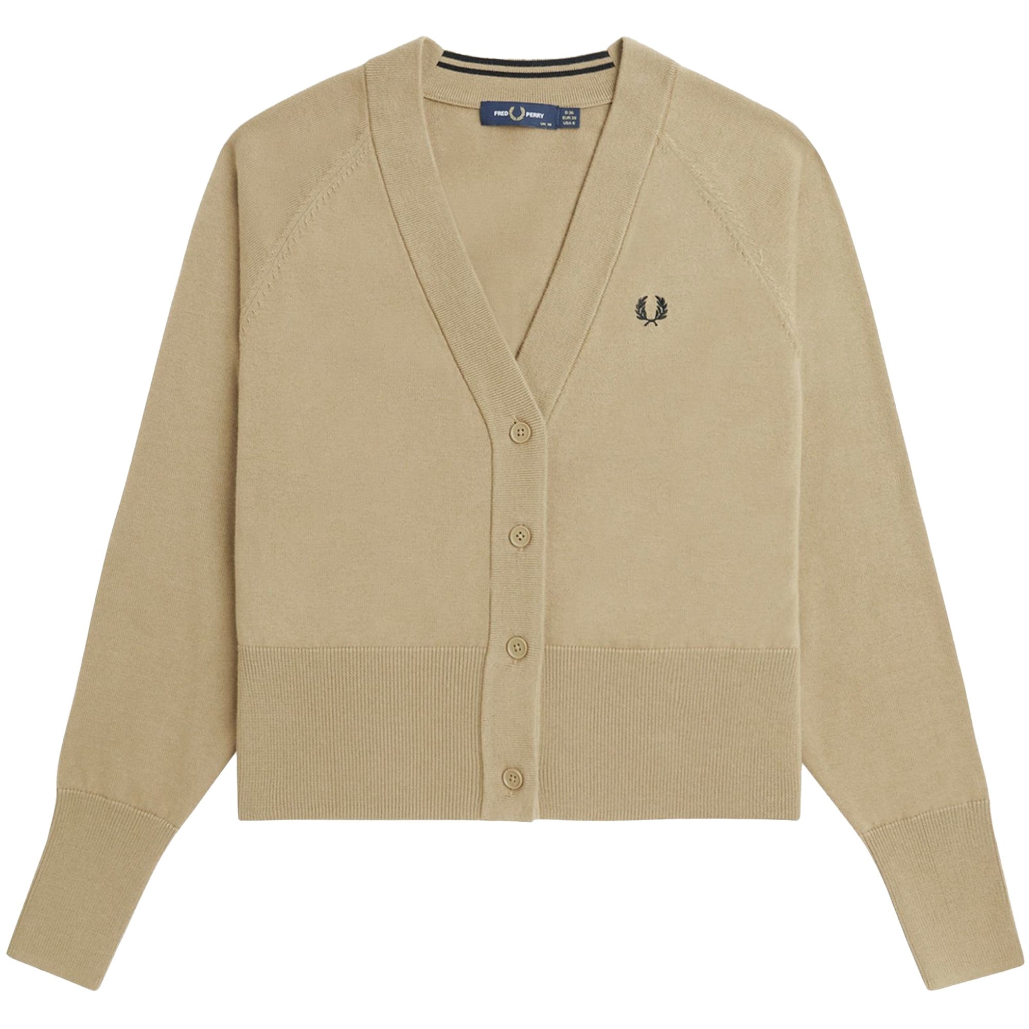 Fred Perry Womens V-Neck Cardigan - Warm Stone – Stuarts London
